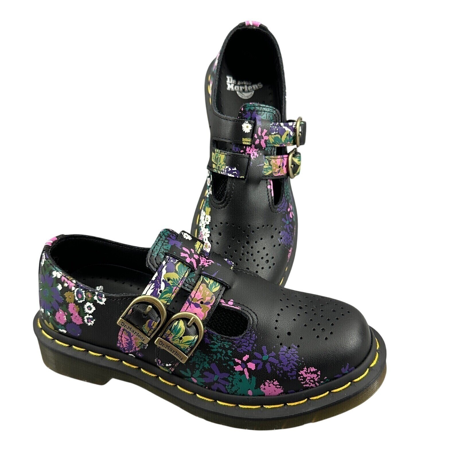 Dr. Martens 8065 Mary Jane Floral Leather Shoes Whimsigoth Black Punk US 5 NWOT