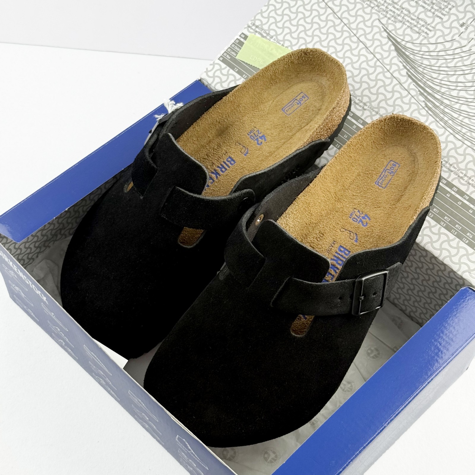 Birkenstock Boston Black Suede Leather Soft Footbed Clog Men and Women’s Shoes