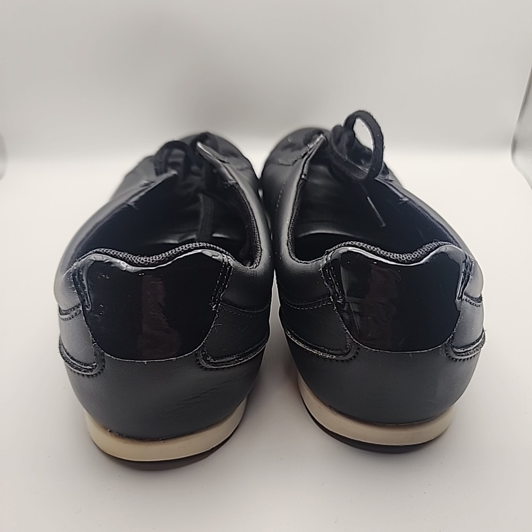 Lacoste Rey Sneakers Womens Size 8 Black Leather Derby Logo Lace Up Shoes