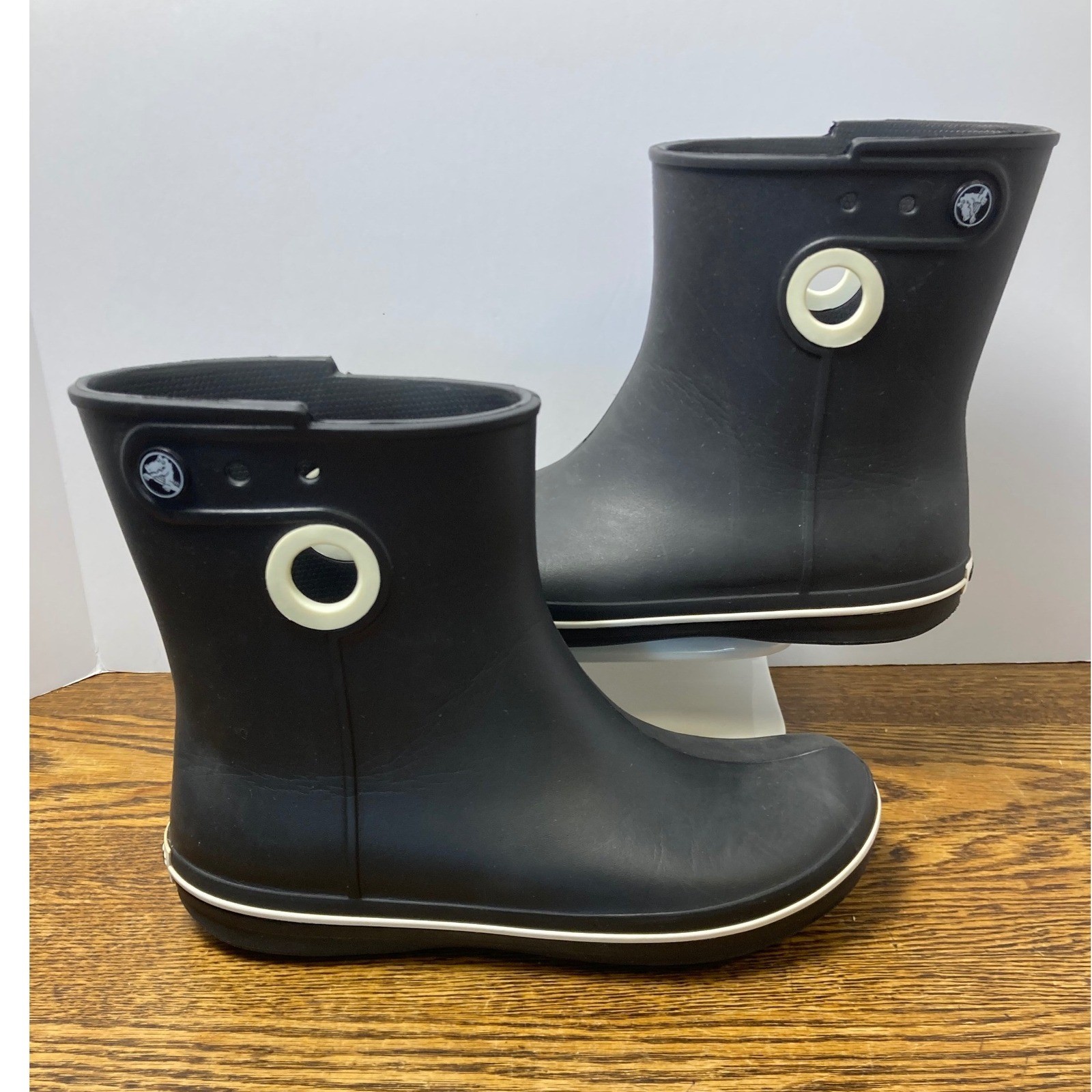 Crocs Womens Crocband Jaunt Short Rain Boots Black Waterproof Pull On W7