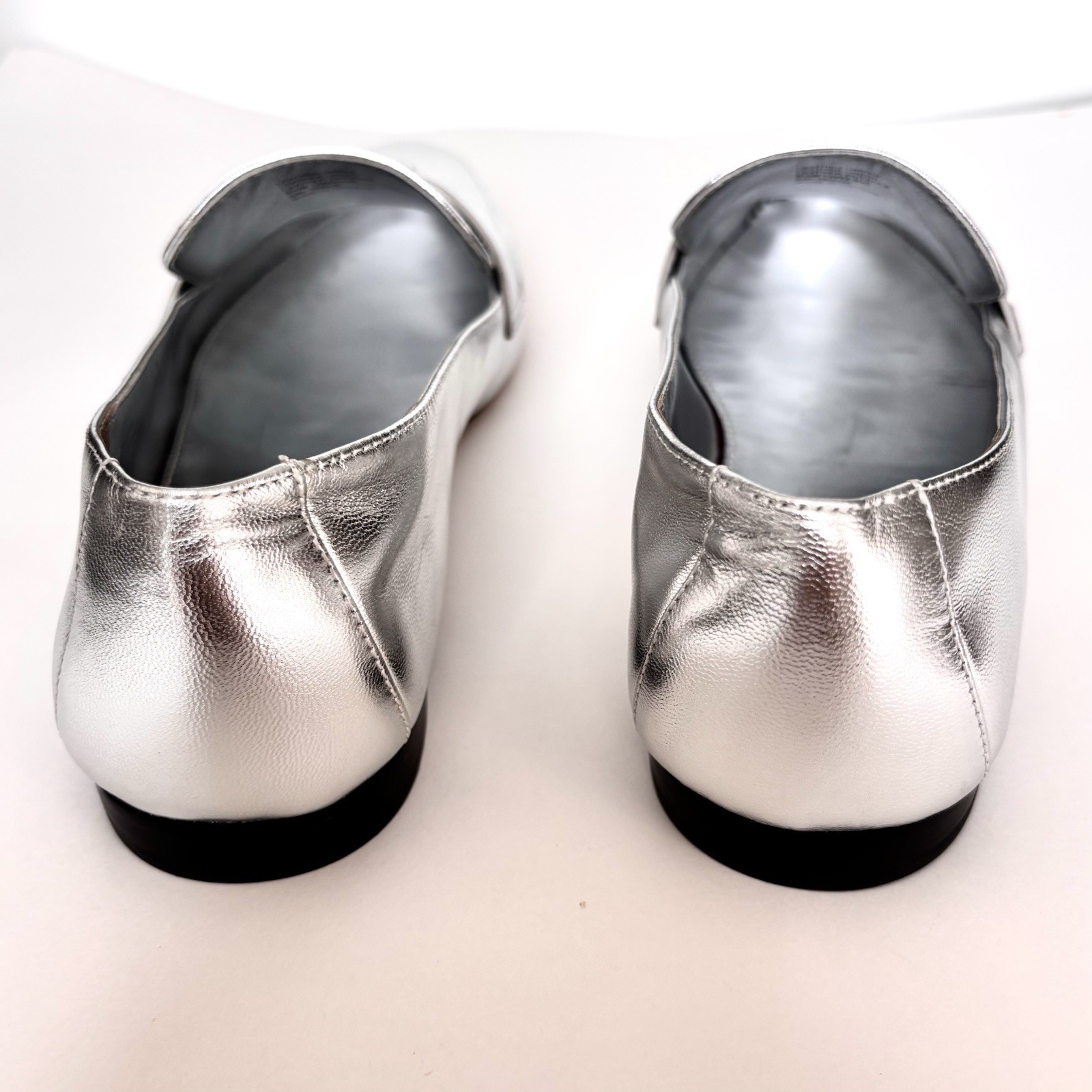 Tory Burch Eleanor Leather Loafer Silver Sz 8.5 New