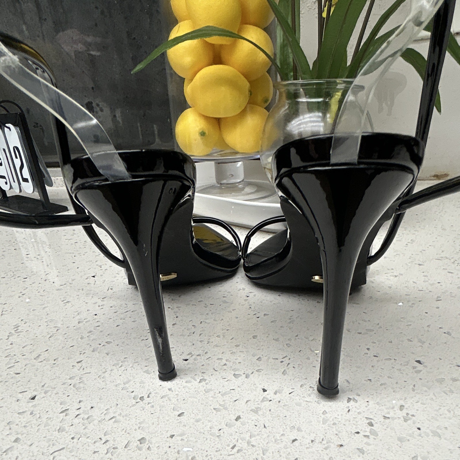 Liliana Black Strappy Pointed Toe Stiletto Slip-On Heels Womens Size 10