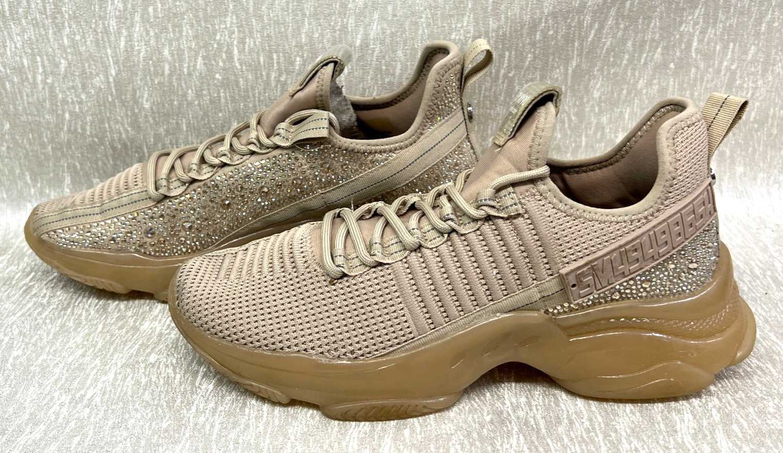Steve Madden SM NY 90 Rhinestone Sneakers SM49498654 Women’s Size 10 Nude Tan