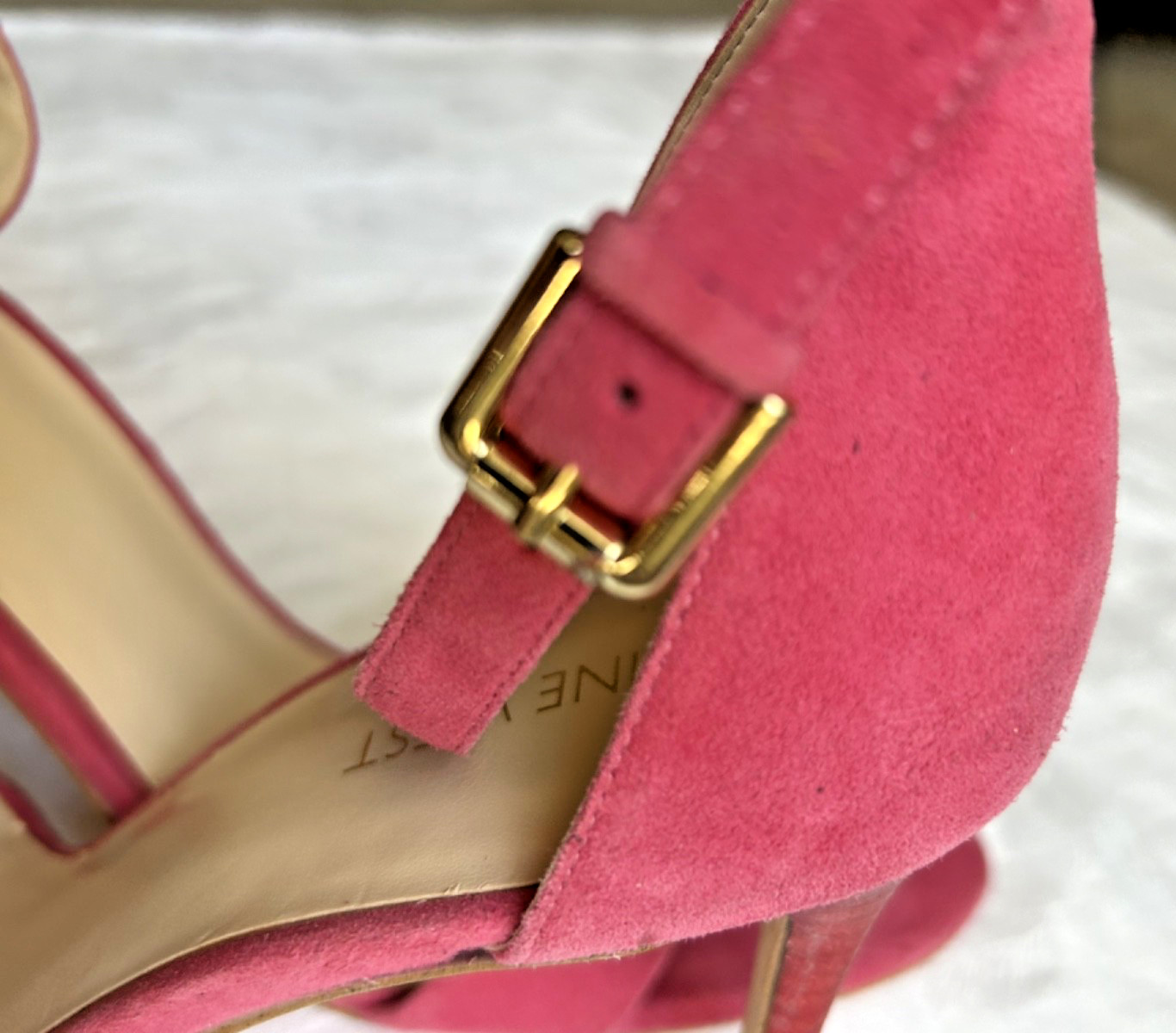 NINE WEST Fuchsia Pink Leather Strapped Heels Sandal Stiletto Heel Womens 11M