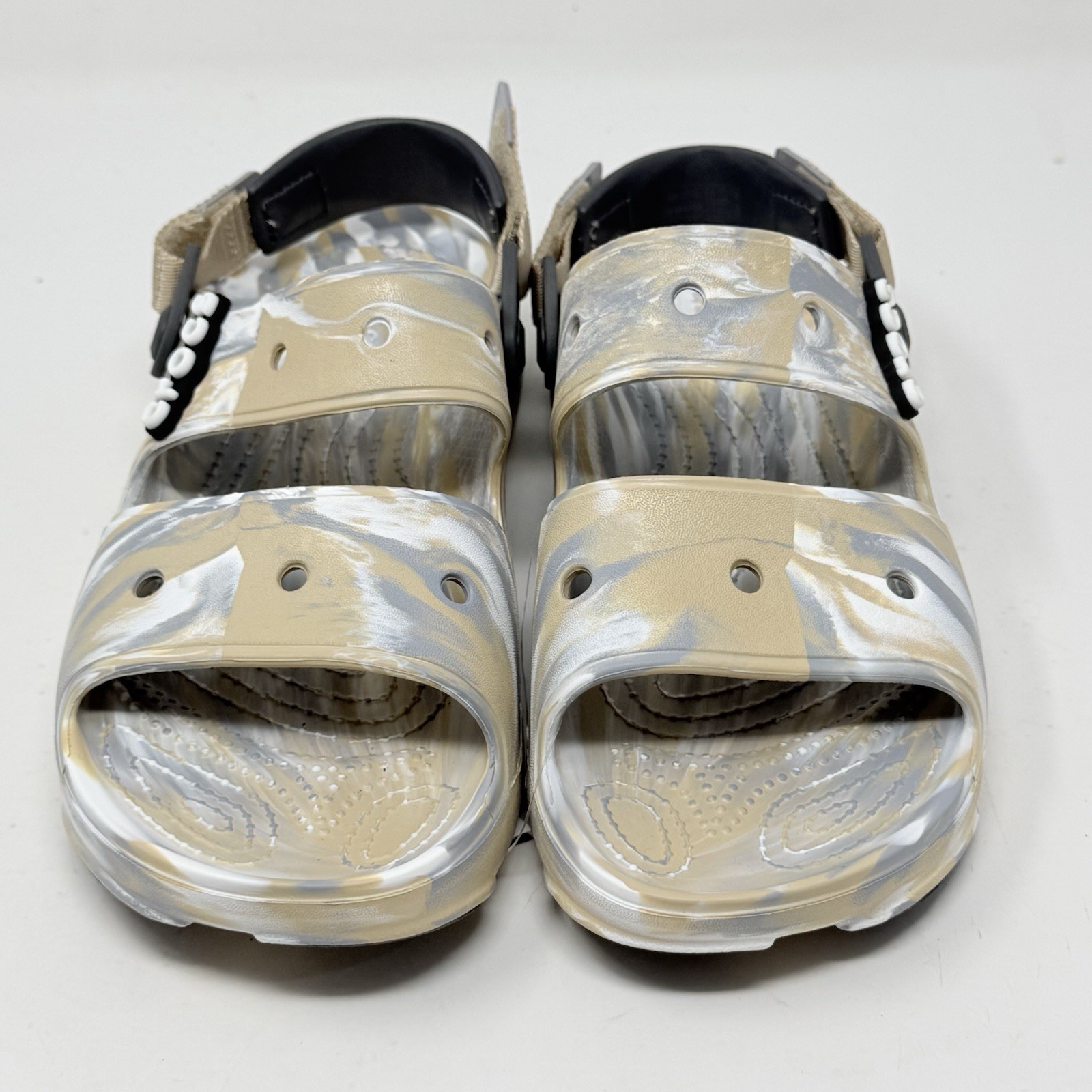 Crocs Classic All Terrain Sandals Womens 10 Brown Gray Marbled Ankle Strap