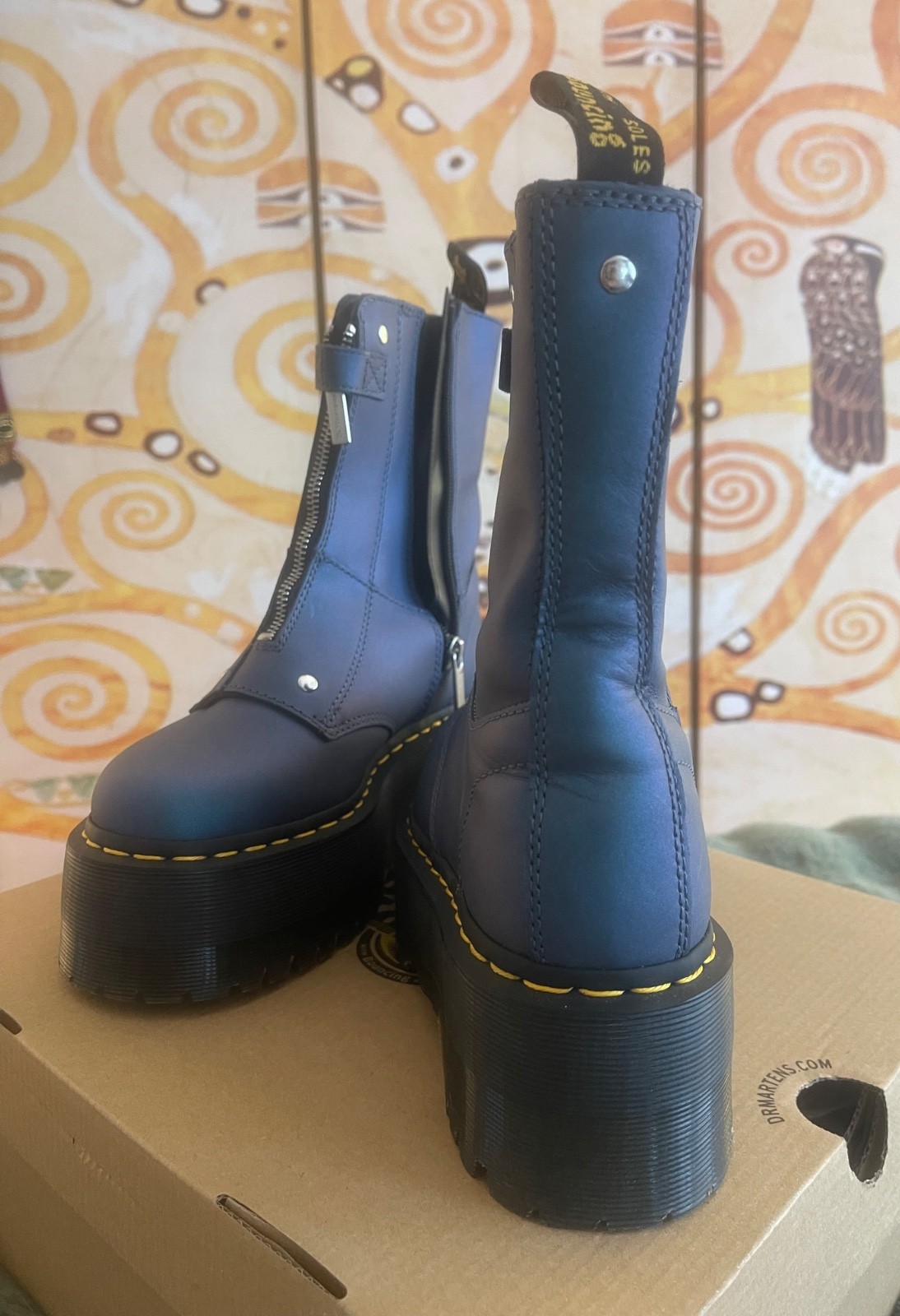 Dr. Martens Jetta Hi Max Deep Blue Platform Boots Women’s 7 EU 38 Front Zip