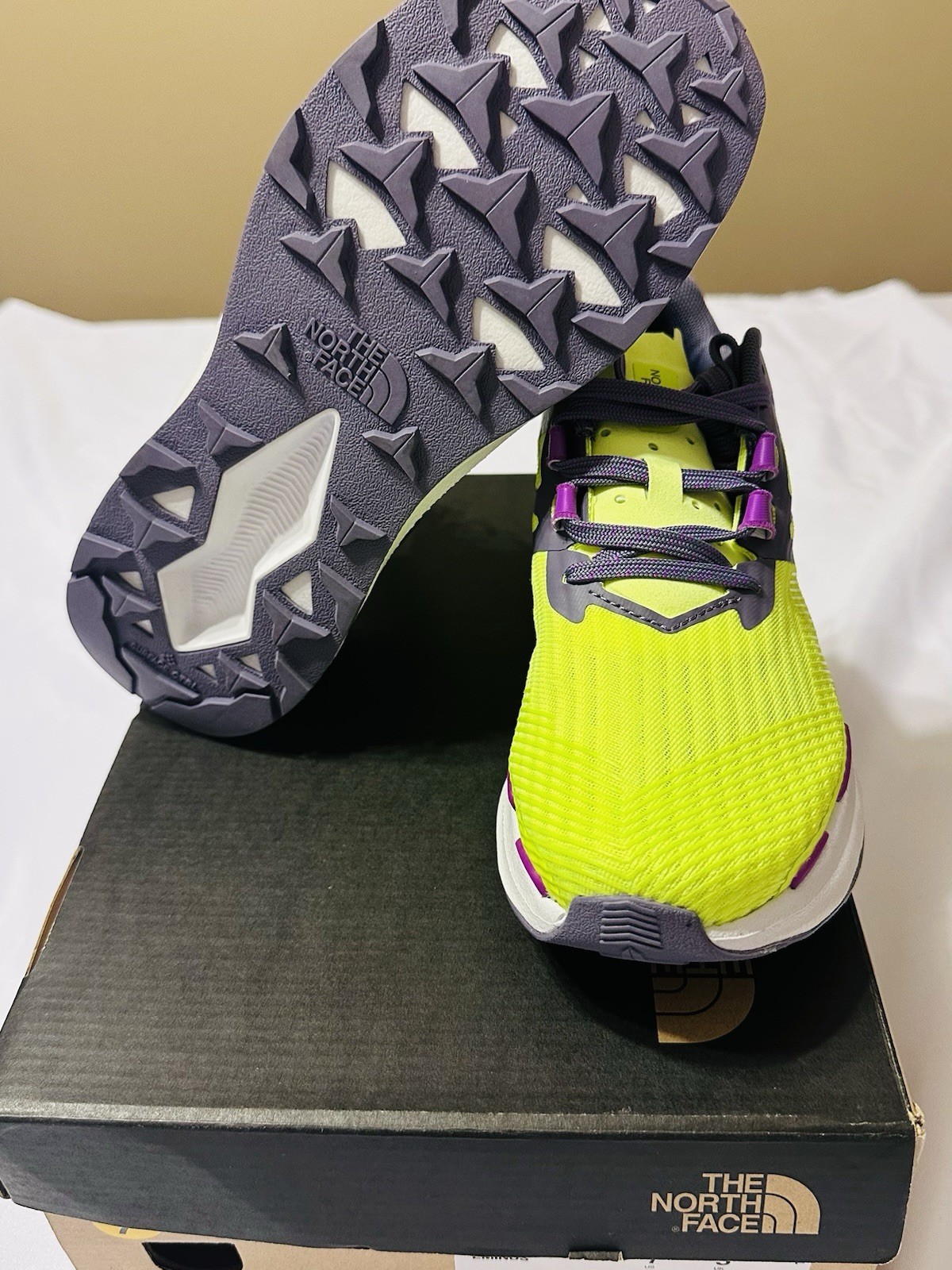 The North Face Women’s Vectiv Sneakers Size 7 LED Yellow Athletic Shoes Lace Up