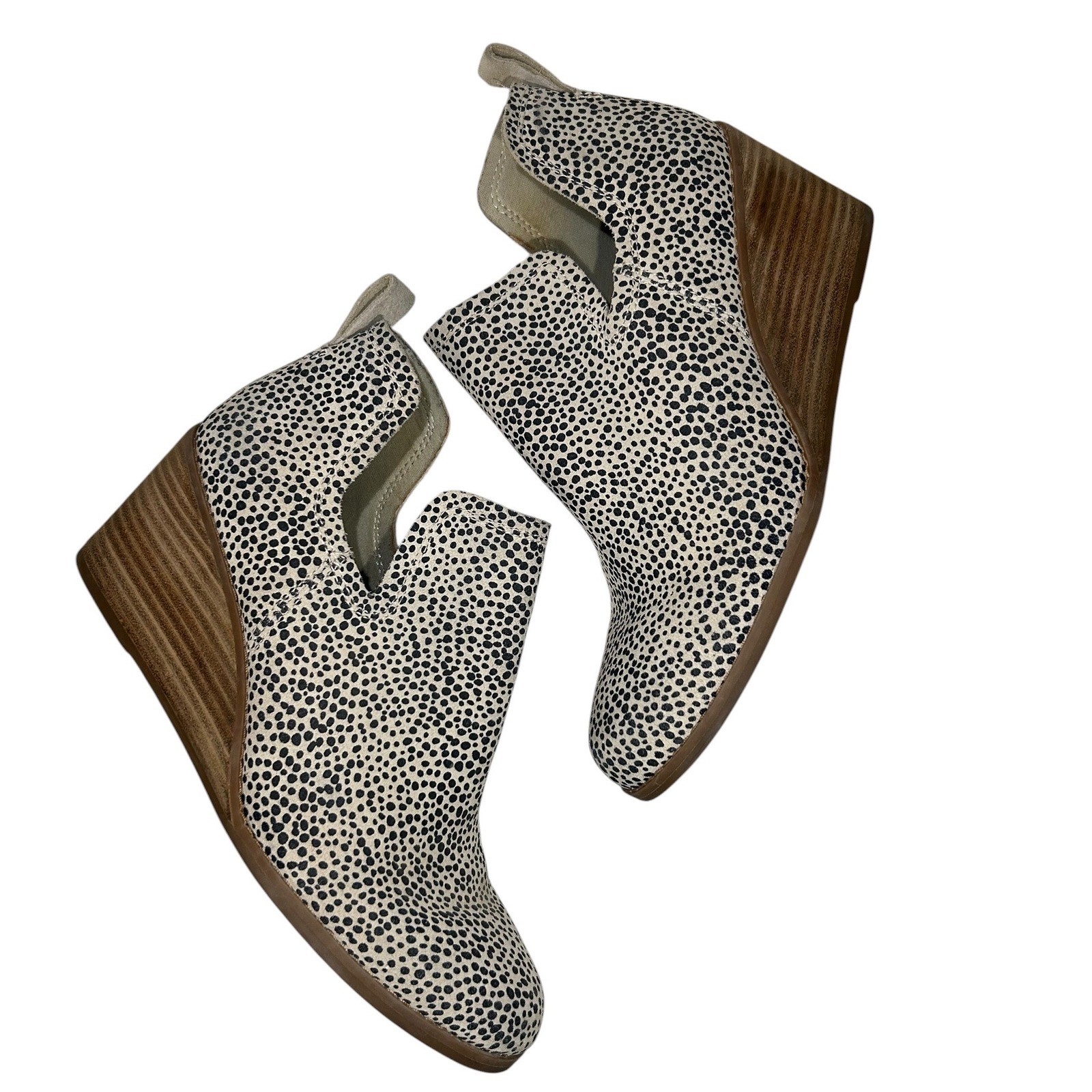 TOMS Kallie Cutout Ankle Wedge Bootie Macadamia Cheetah 10016177