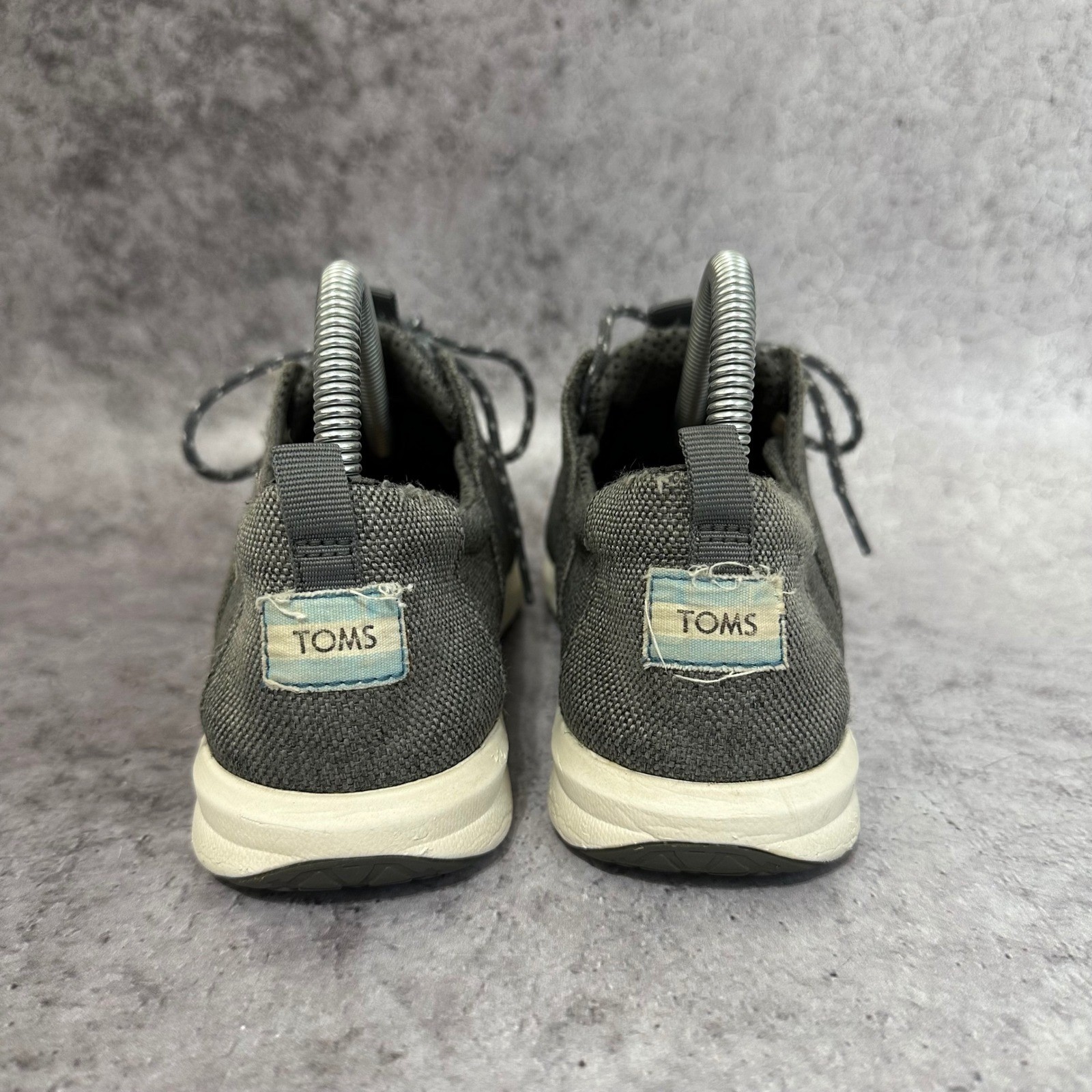 TOMS Del Rey Sneakers Women 8.5 Gray Coated Linen Low Top Athletic Shoes