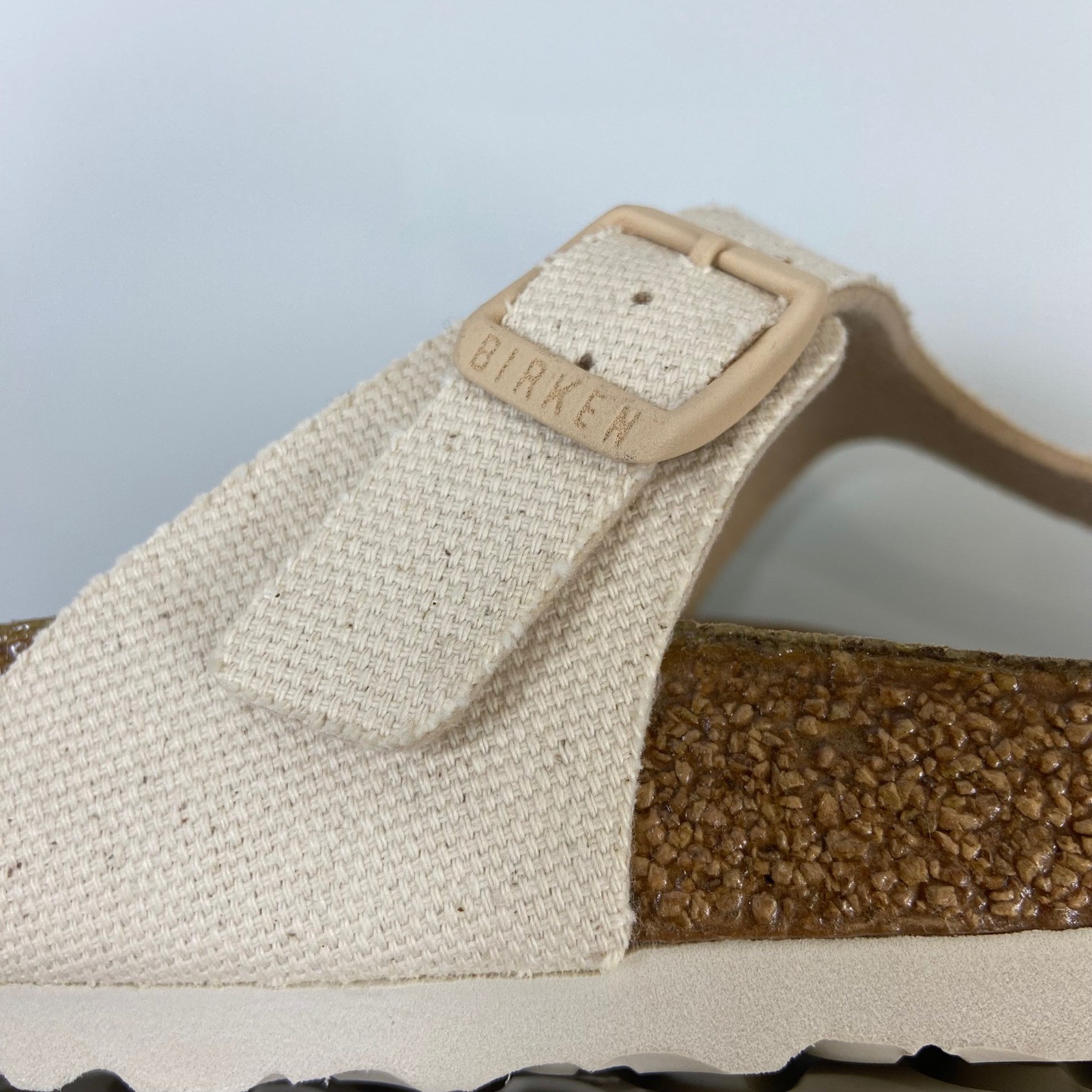 Birkenstock Womens US 9 EU40 Eggshell Gizeh Vegan Thong Sandals New Canvas NWOB