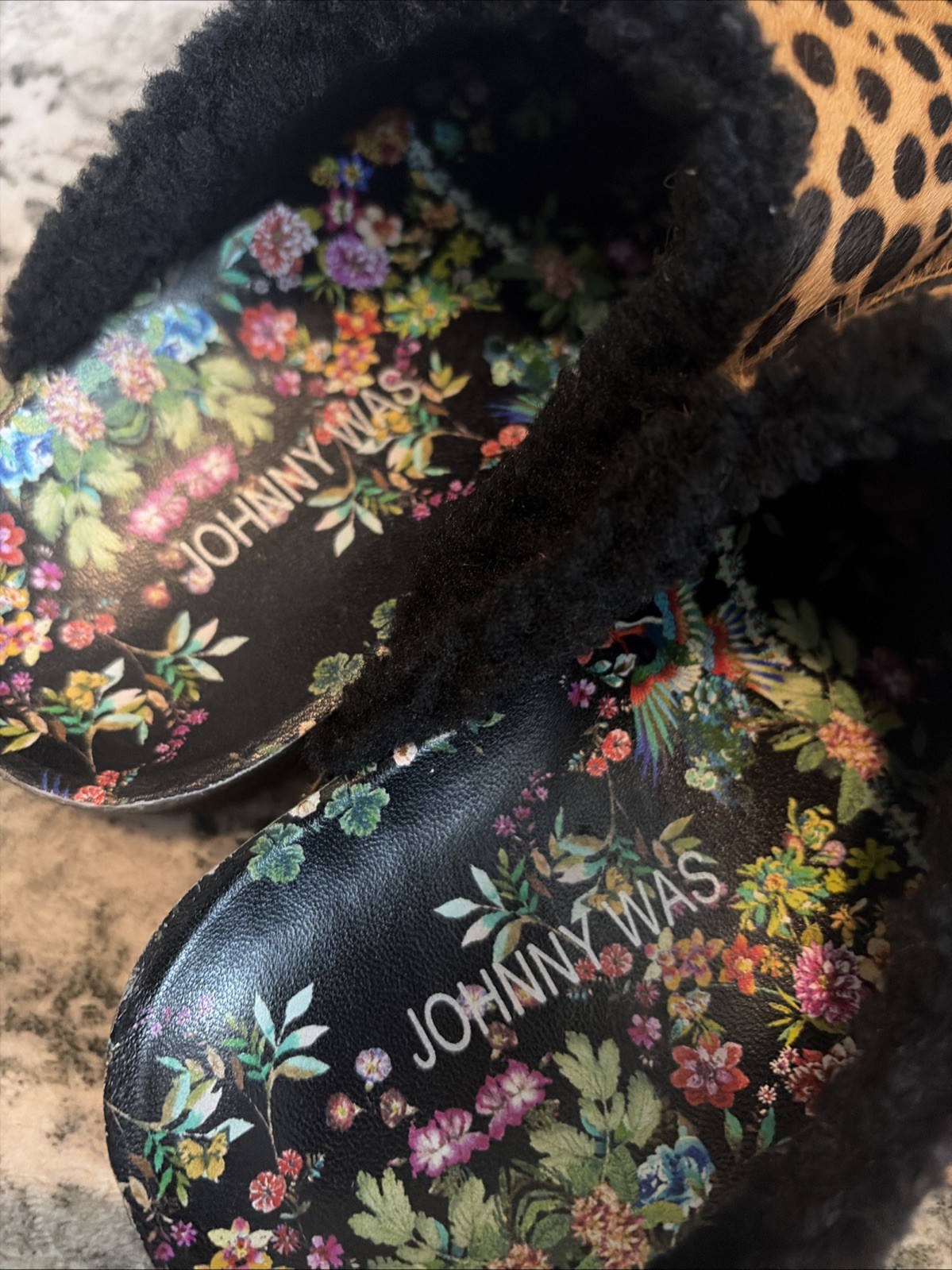 NWOB – Johnny Was Calf Hair Leopard Print Mule Shoes Size 8