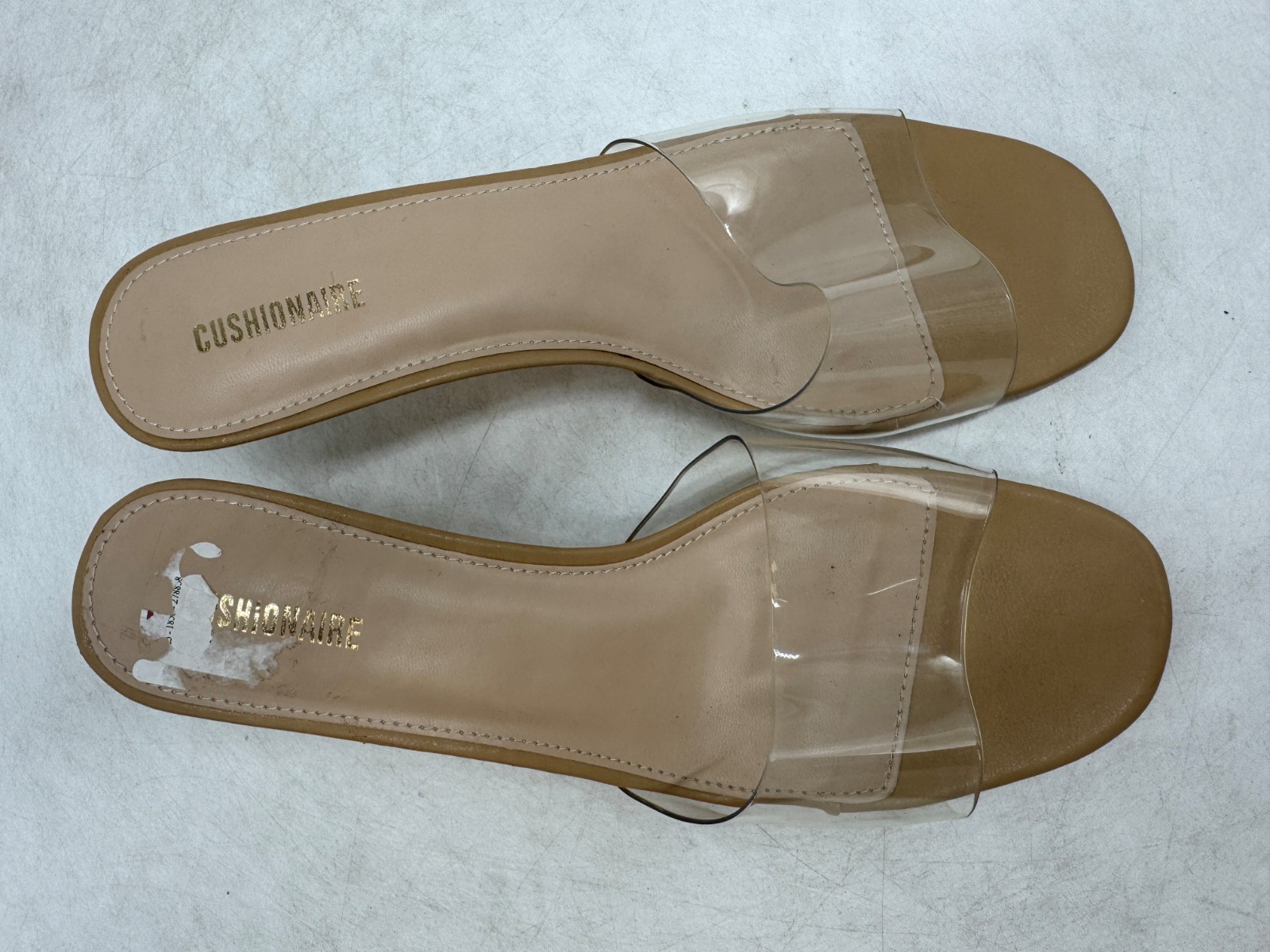 Cushionaire Doral Kitten Heel Sandals Women’s Clear Strap Comfort Slip On – 9