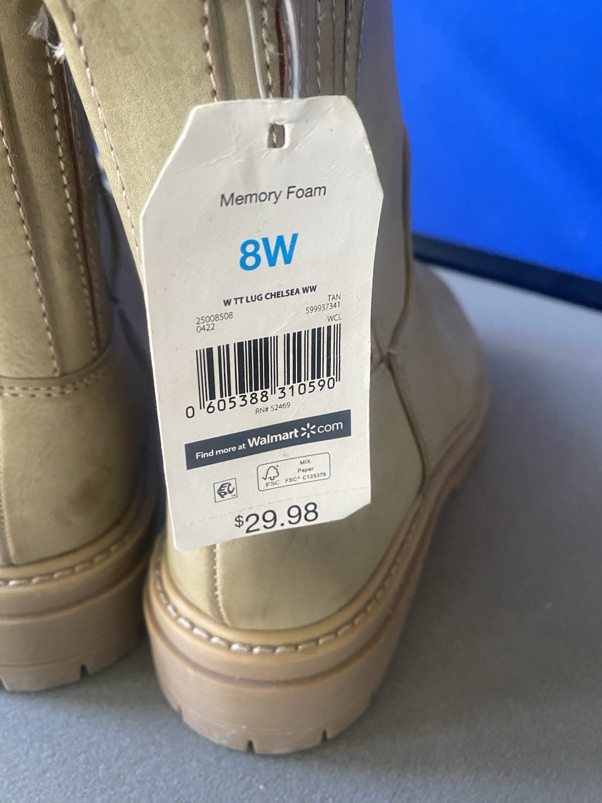 Brand New with Tags – Time and Tru Lug Chelsea Boots – Khaki – Wide Width