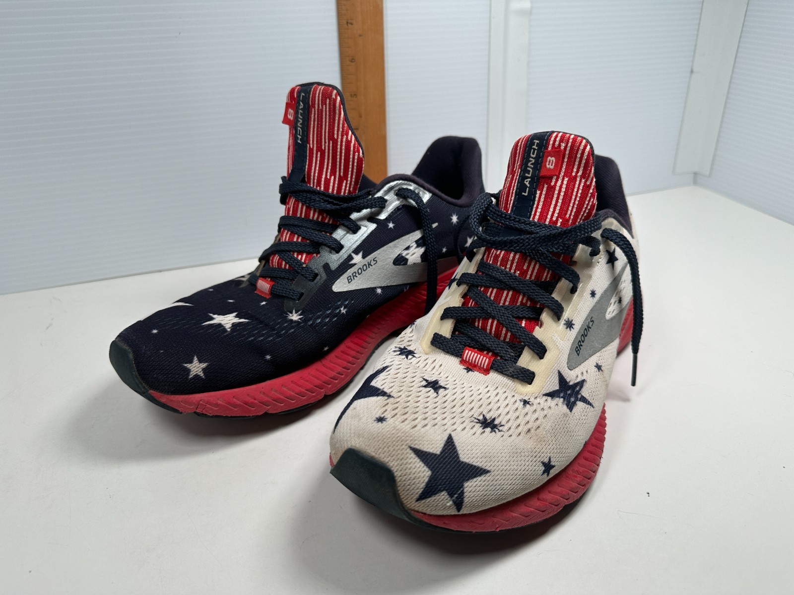 Brooks Launch 8 USA Stars Patriotic 4th Of July Sneakers Shoes Womens Sz 9.5 M