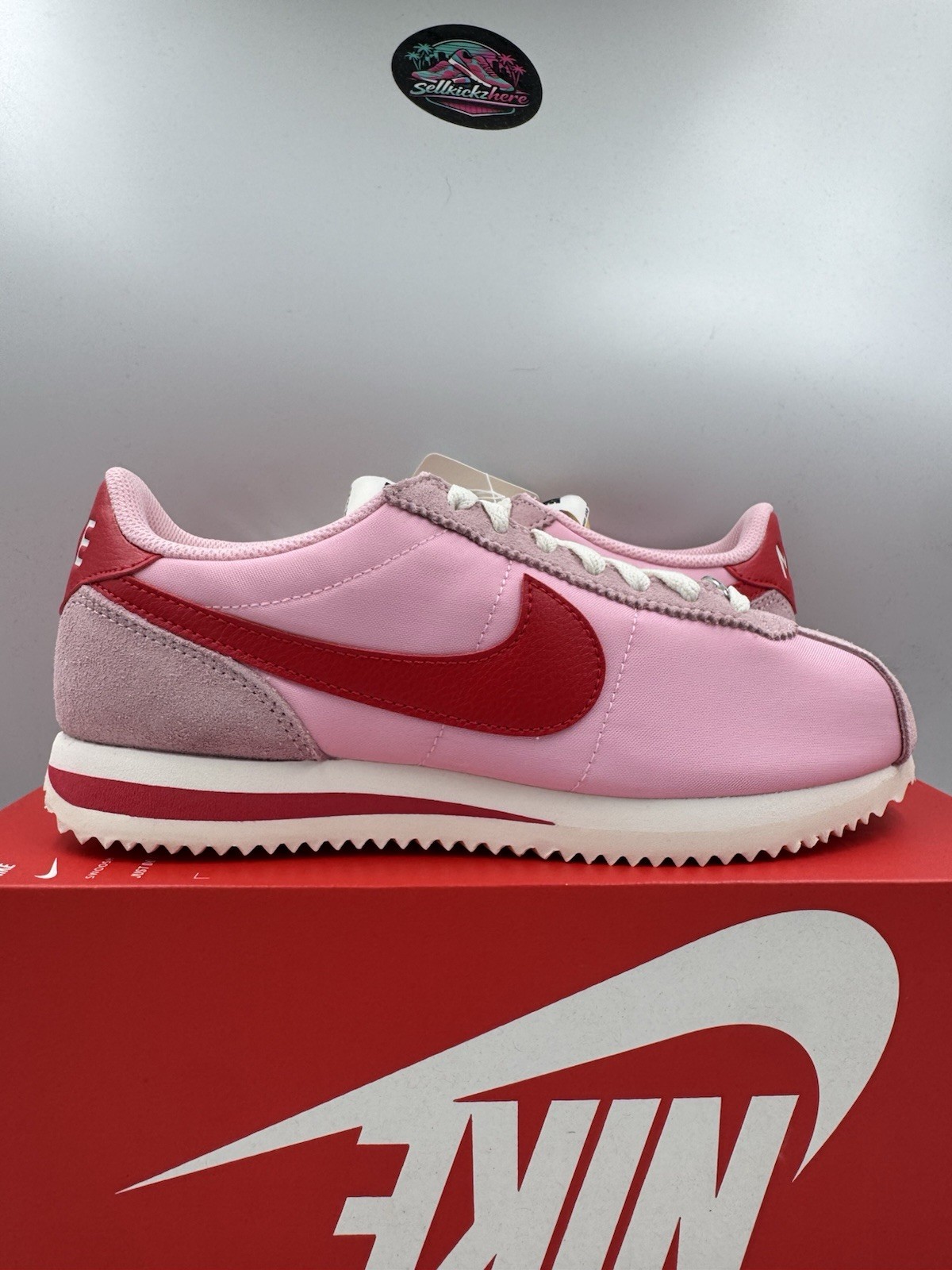 Nike Cortez TXT Medium Soft Pink Fire Red White HF9994-600 Size 6.5 Women