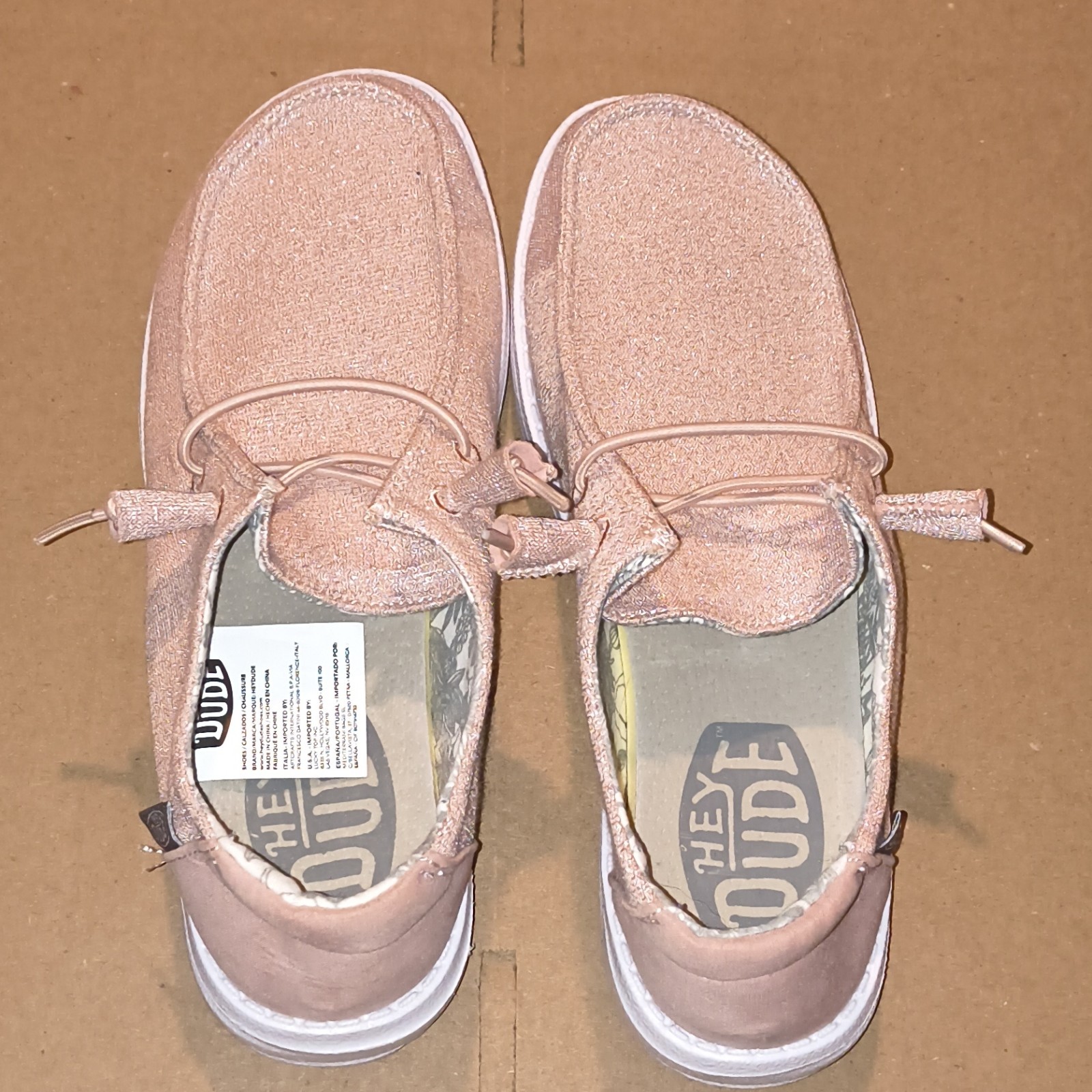 Hey Dude Wendy Sparkling Pink Slip-On Lightweight Knit Fabric Womens 7 EU38