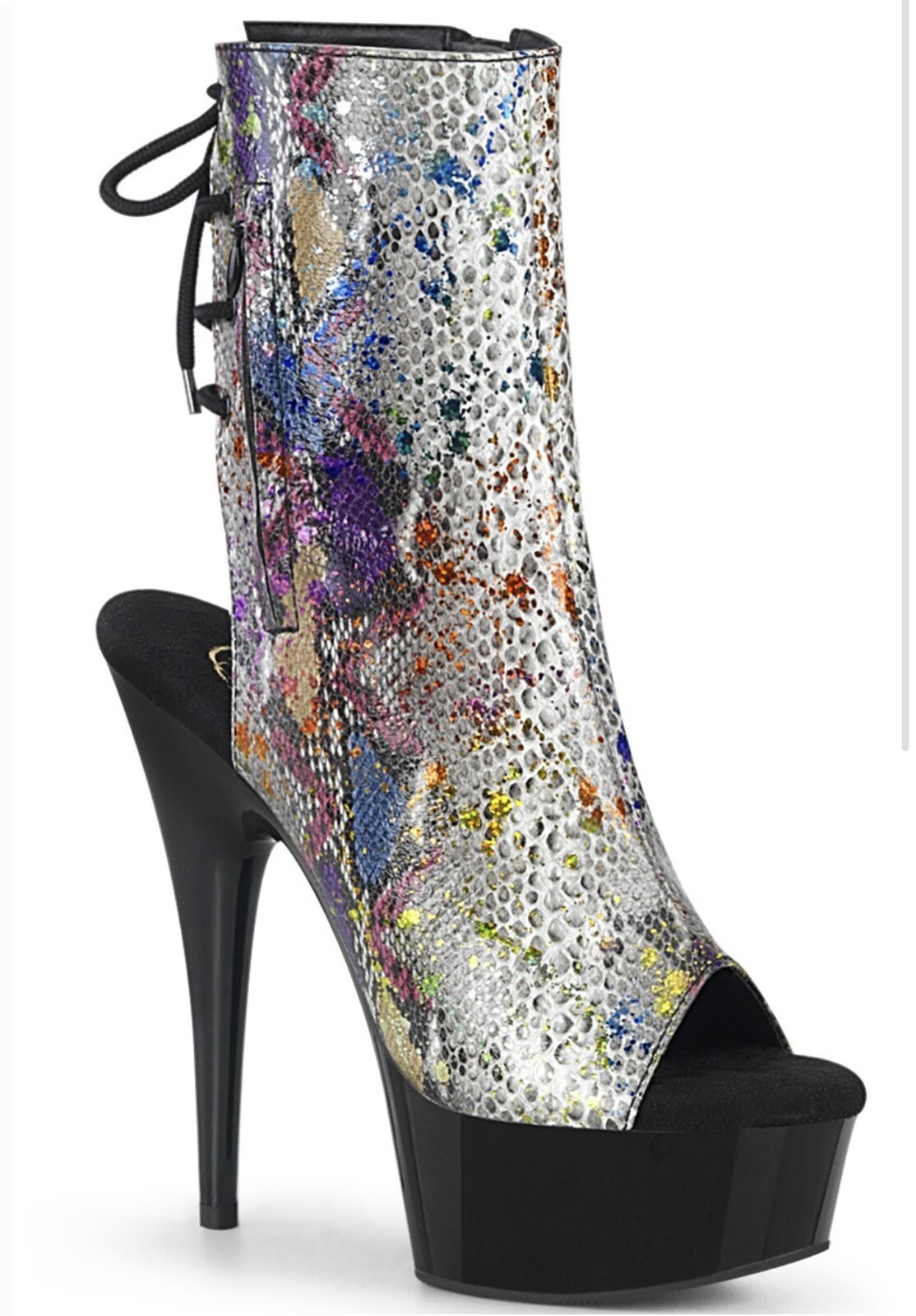 Size 8 Pleaser Delight SP1018 Sparkle Snakeskin 6” Heels Women’s NEW