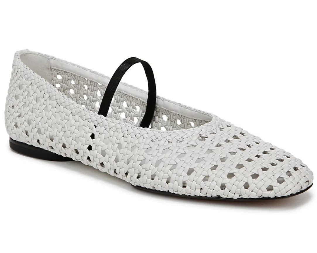Vince Women’s White Woven Vivian Mary Jane Flats NW/OB 6M