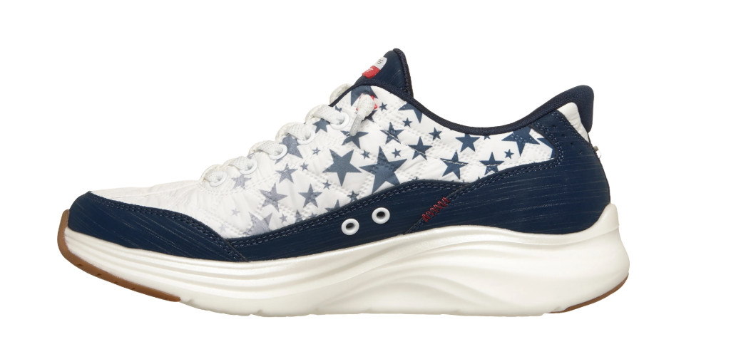 100% Authentic Skechers Slip-ins Contour Foam Cozy Fit Star Spangled White/Navy