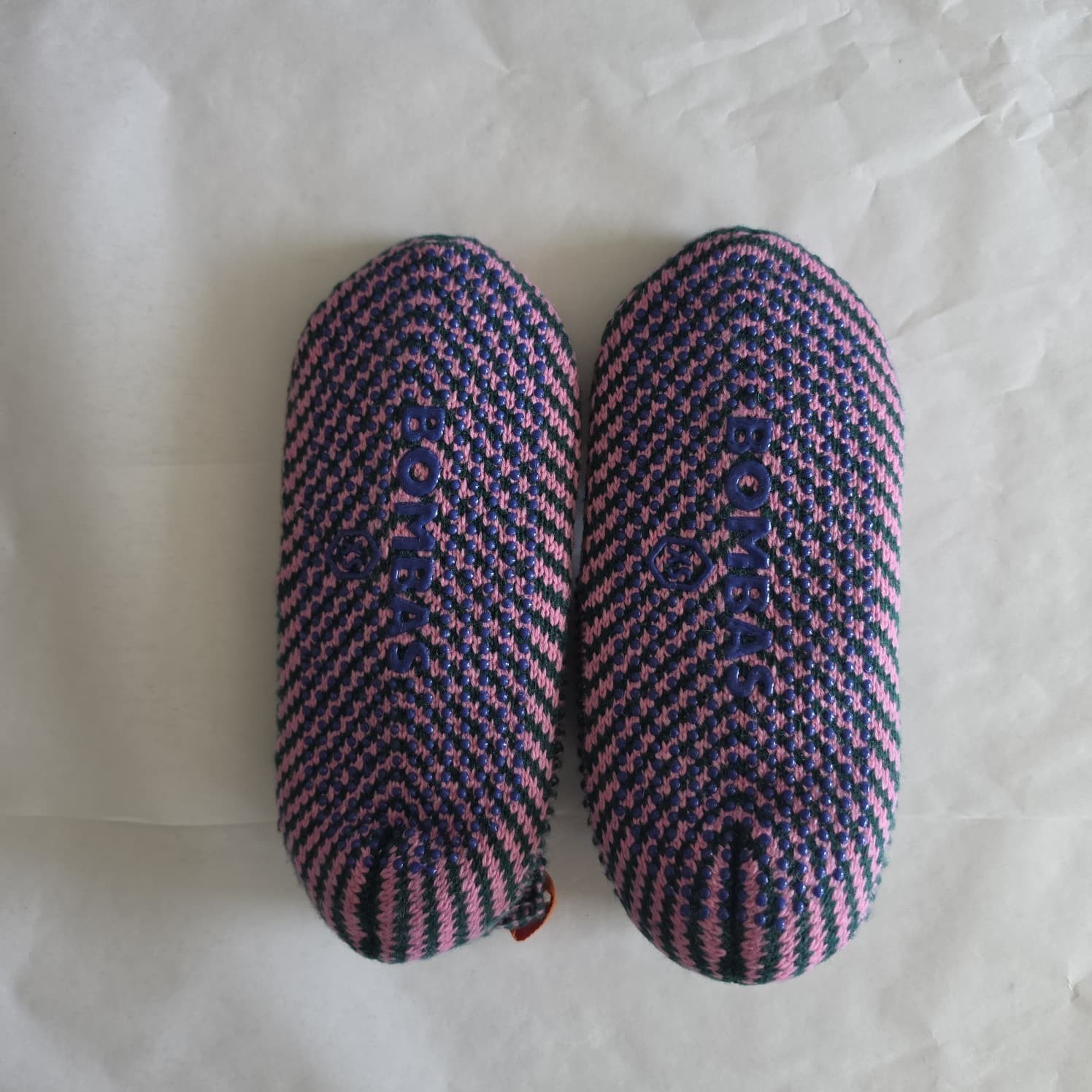 Bombas – Gripper Sherpa Lined Slippers – House Shoes Socks – Pink/Blue – X Small