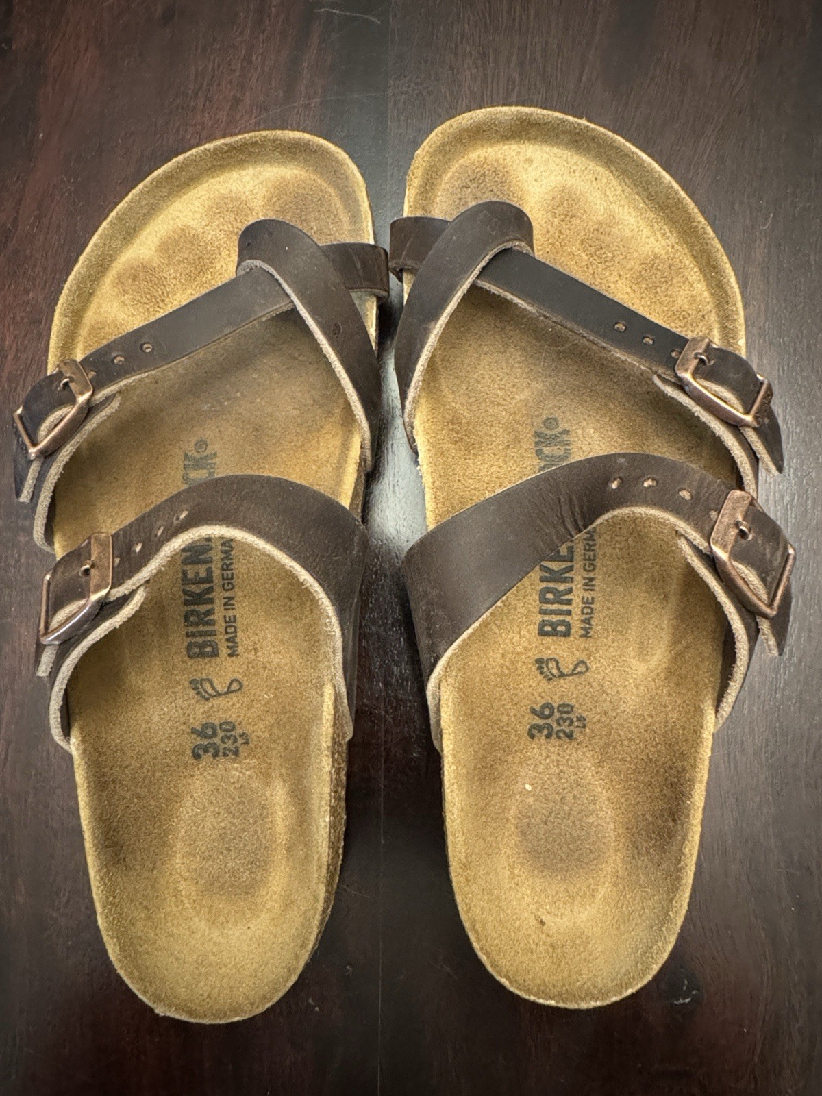 Birkenstock Mayari Dark Brown Oil Leather Size 36 Regular Fit
