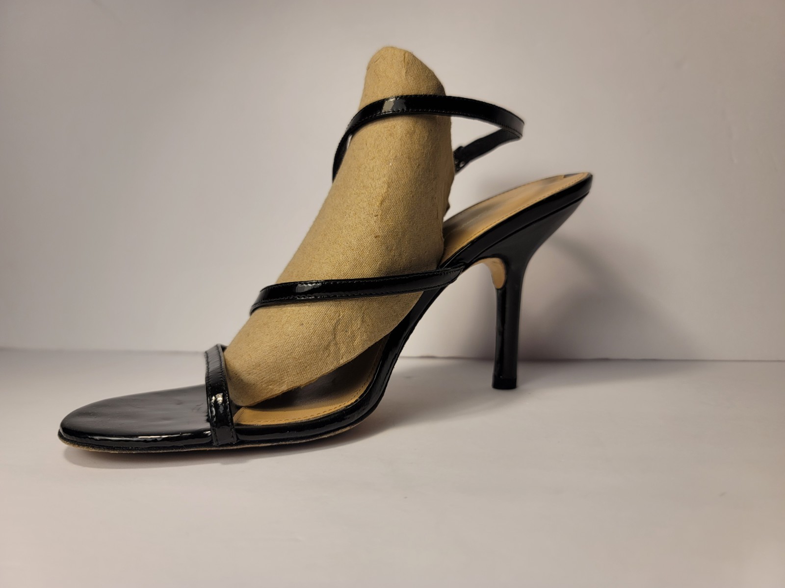 Via Spiga Black Patent Leather Strappy Slingback Sandals Heels Women’s Size 9M