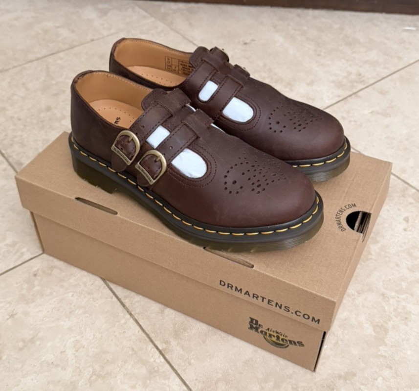 Dr. Martens Mary Jane’s 8065 Crazy Horse Dark Brown Women’s Shoes NEW IN BOX