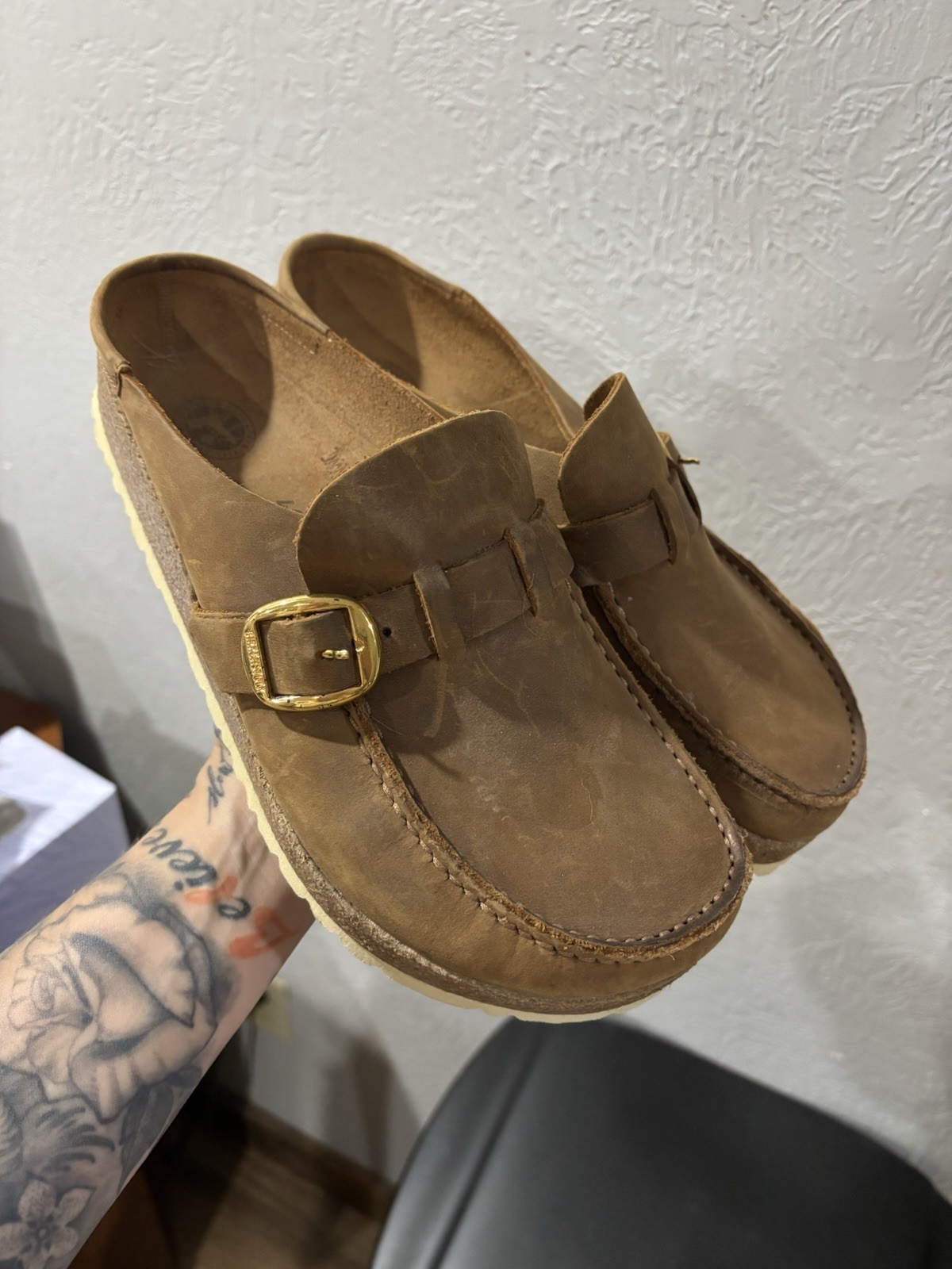 Birkenstock Buckley Oiled Leather Mule Boot Slip On Shoes in Cognac brown sz 40