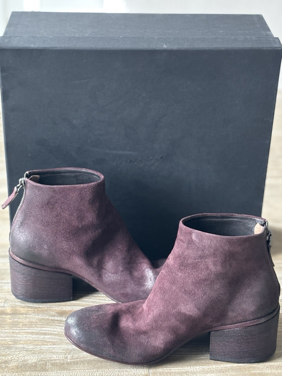 Marsell Burgundy Vino Funghetto Suede Ankle Boots SZ 36 New With Box MSRP $1040.