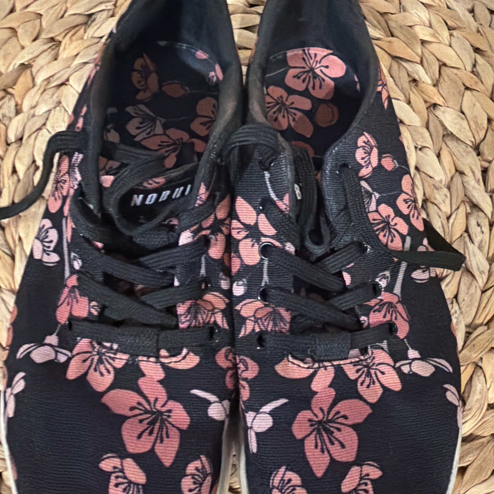 NoBull Black Cherry Blossom Canvas Trainer Sneakers M 7.5 W9