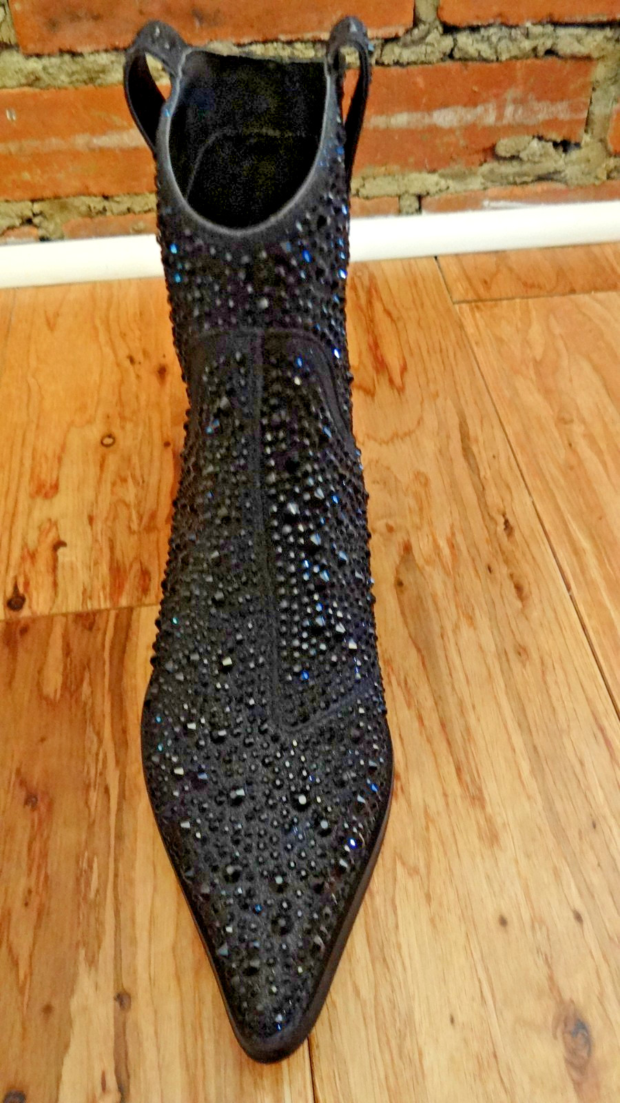 Jessica Simpson Tamira2 Western Boots Black Micro Flash Rhinestones 7M New