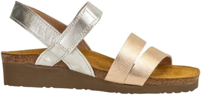 Naot Womens Sandal Kayla Silver – Soft Gold Leather