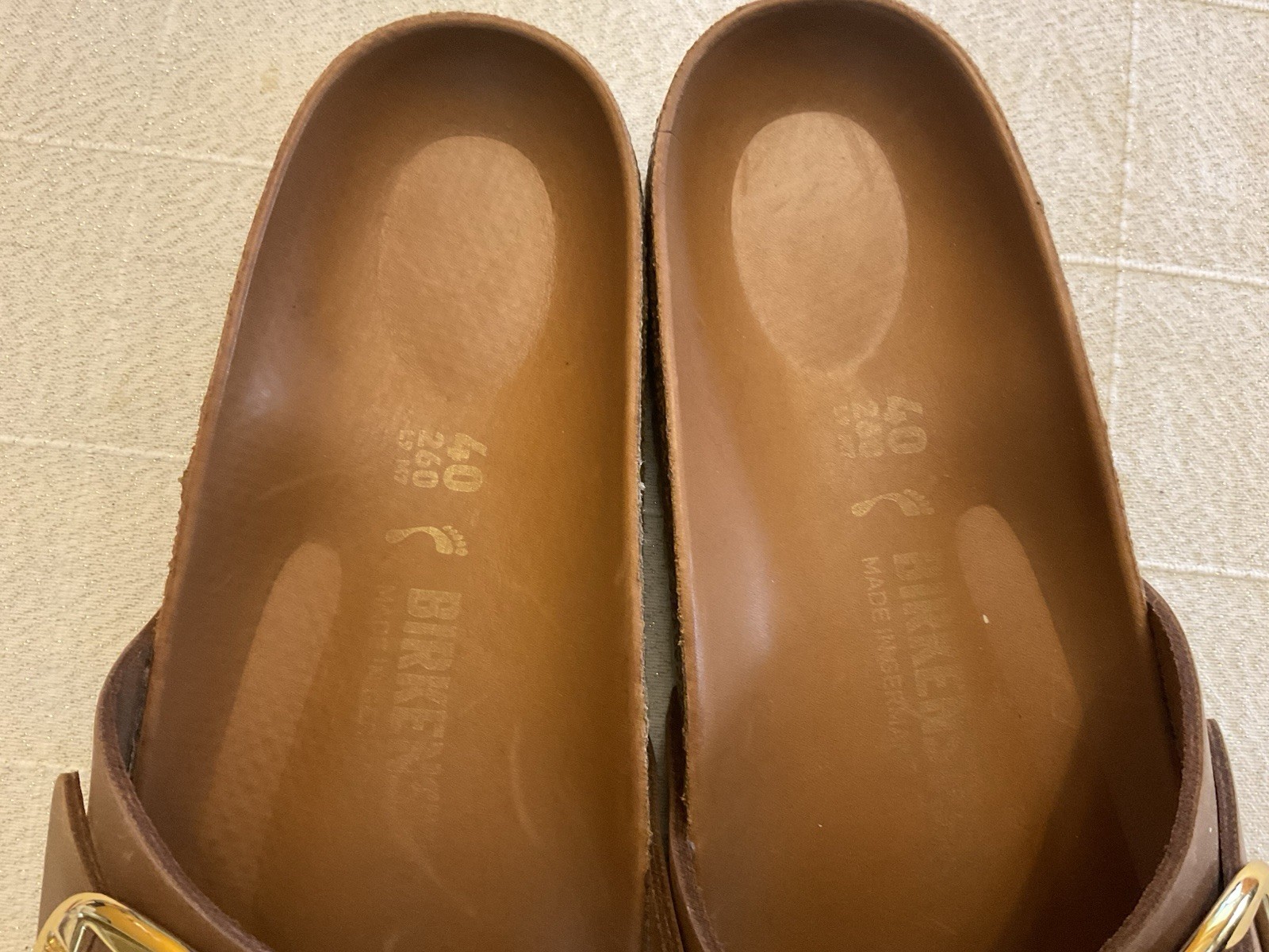 Birkenstock Madrid Big Buckle Oiled Leather Slide Sandals Cognac 9-9.5 US / 40EU