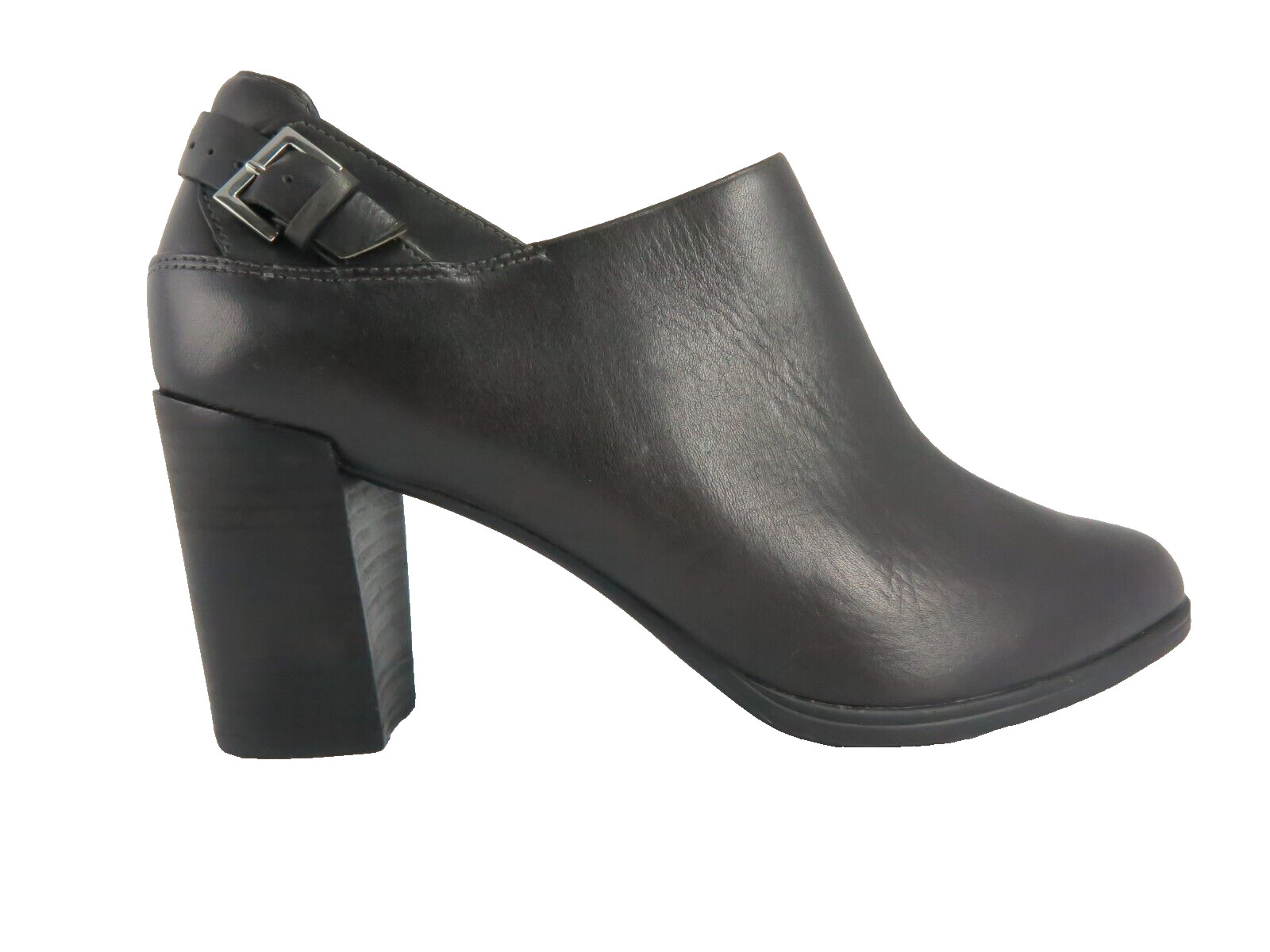 NEW – Clarks Heel Strap Booties Womens Size 9.5M Dark-Brown Leather Side-Zipper