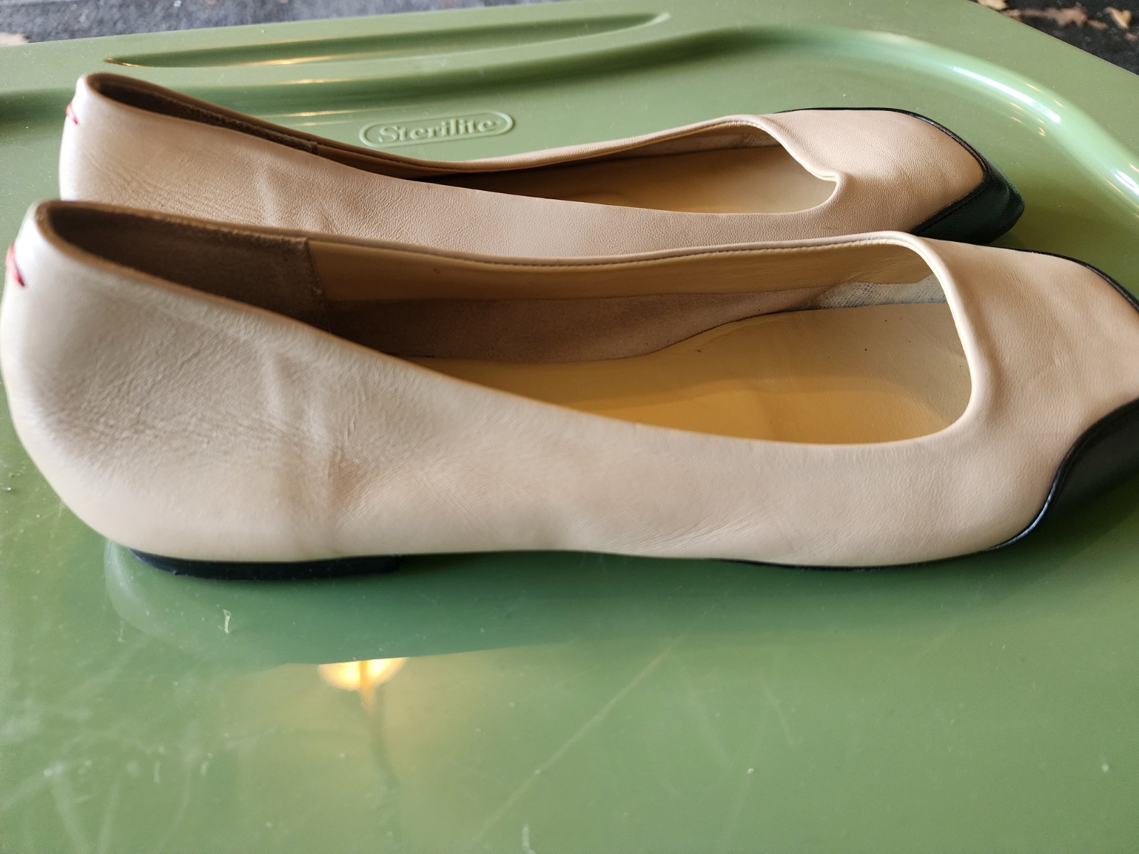 Aeyde IRIS Colorblock Neutral Napa Leather Ballet Flat Shoes Sz EU 39.5 US 9.5