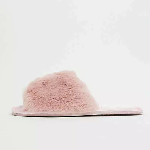 ASOS ~ Pink ~ Soft ~ Furry ~ Quilted ~ Slide-On Slippers ~ Size Large (9/10)