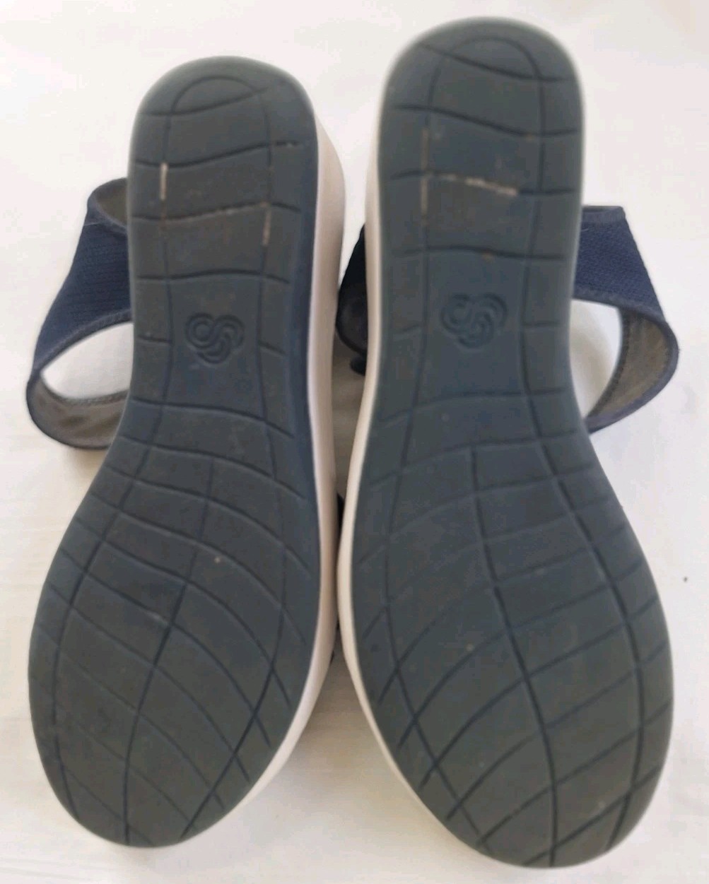 Clarks Cloudstepper Cushion Sandal Womens9.5M Blue Fabric Rip Tape Straps 2.5in