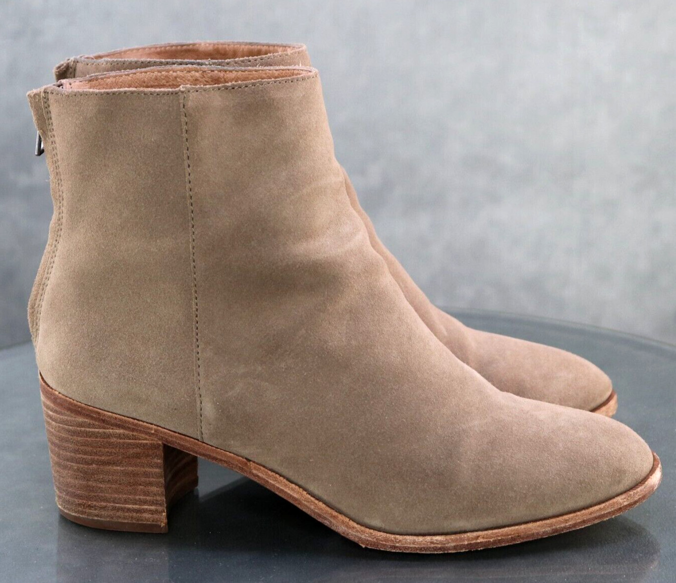 Madewell Pauline $140 Women’s Stacked Heel Booties Boots Size 9 Leather Tan