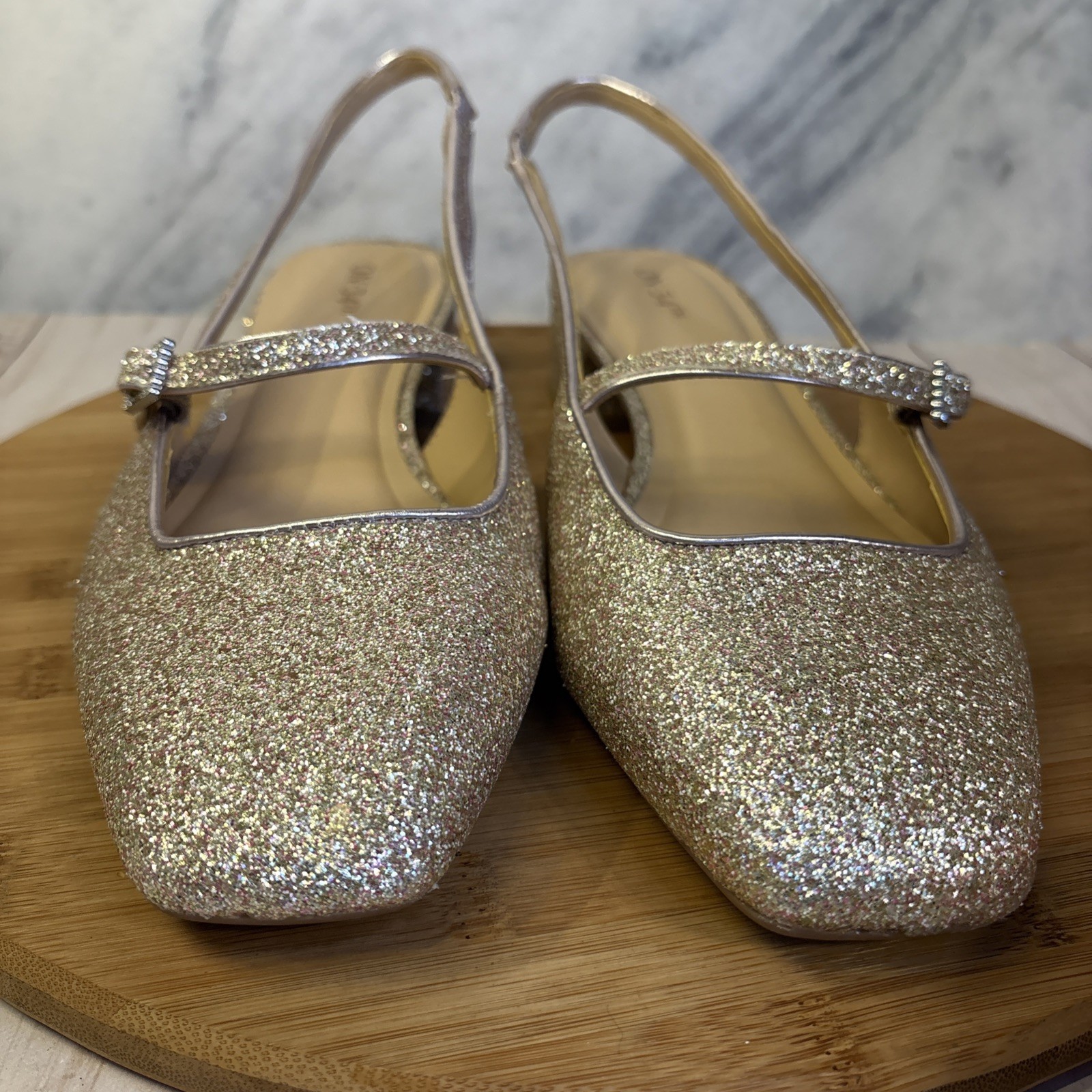 On 34th Women’s Amelia Buckled Slingback Pumps Rose Gold Glitter 11 M