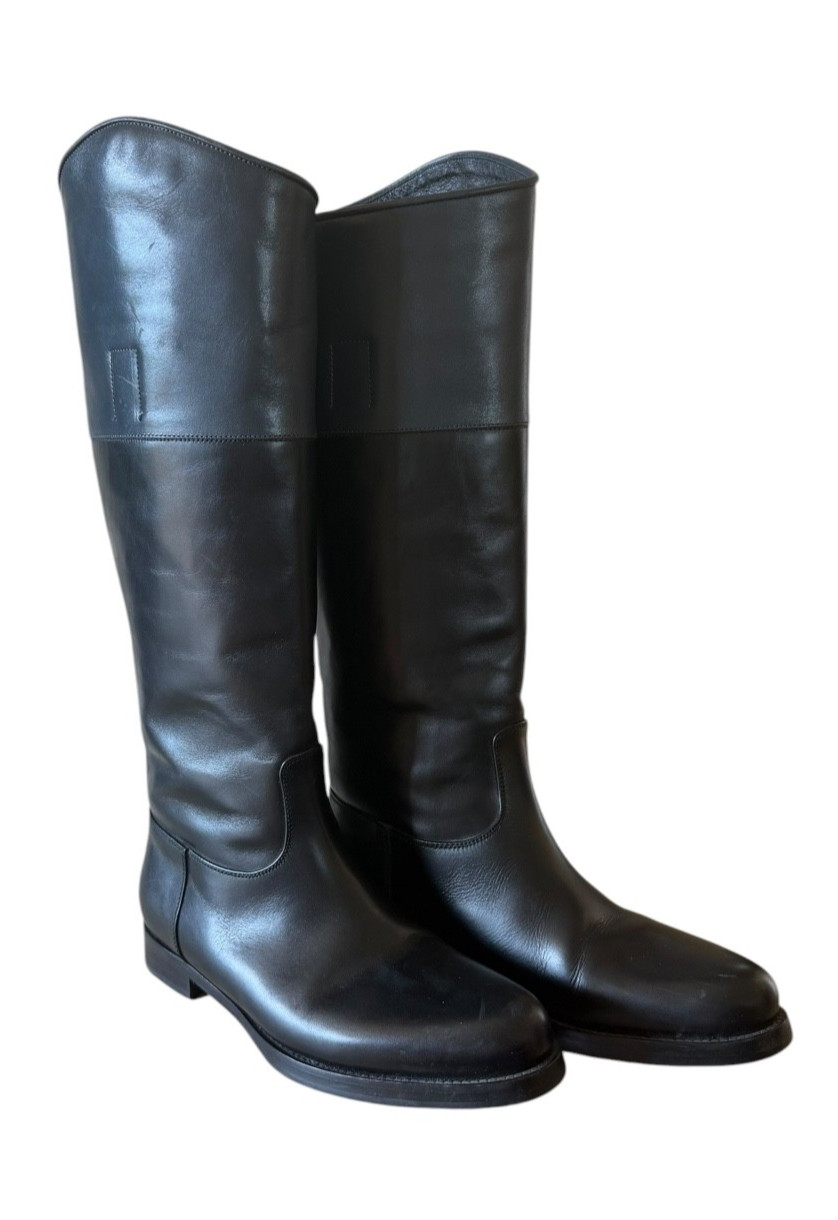 Jil Sander Two Tone Black Grey Leather Riding Boots Women EU 37 US 6.5 $1400!