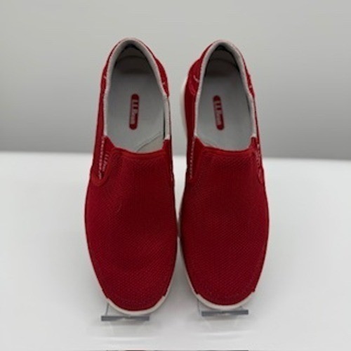 LL Bean Womens Red Mesh Slip On Sneakers Nautical Flag Trim 296817 Size 6.5
