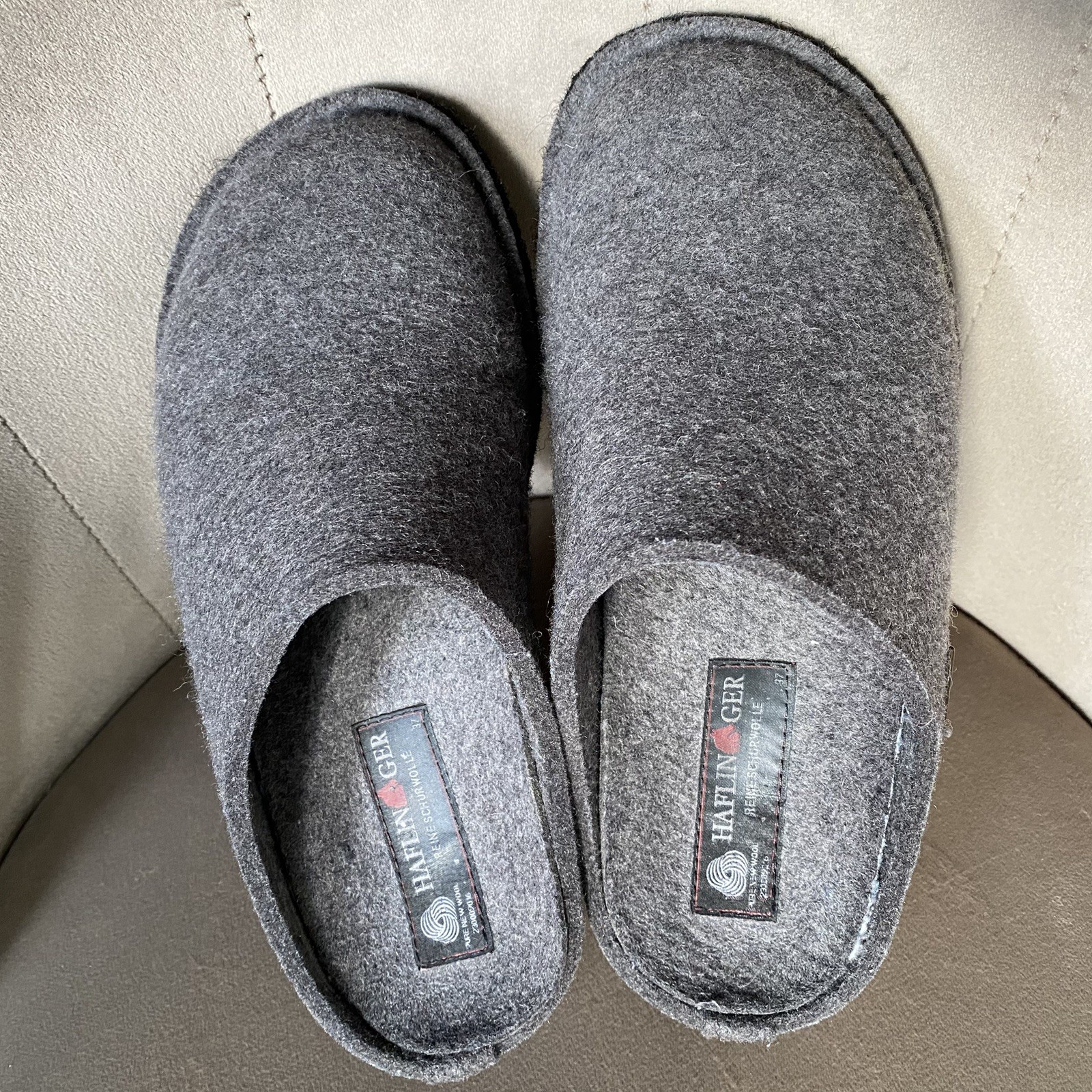 Arch Support! Breathable Wool Haflinger Women 7 7.5 Slippers Mule Clog Gray 37