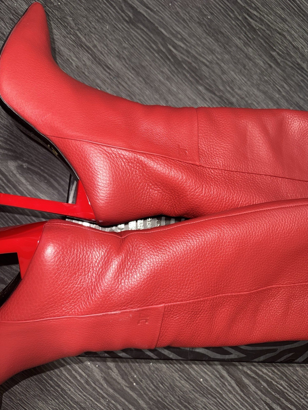 Just Cavalli Red Leather Knee High Pointed Toe Zip Stiletto Boots EU40