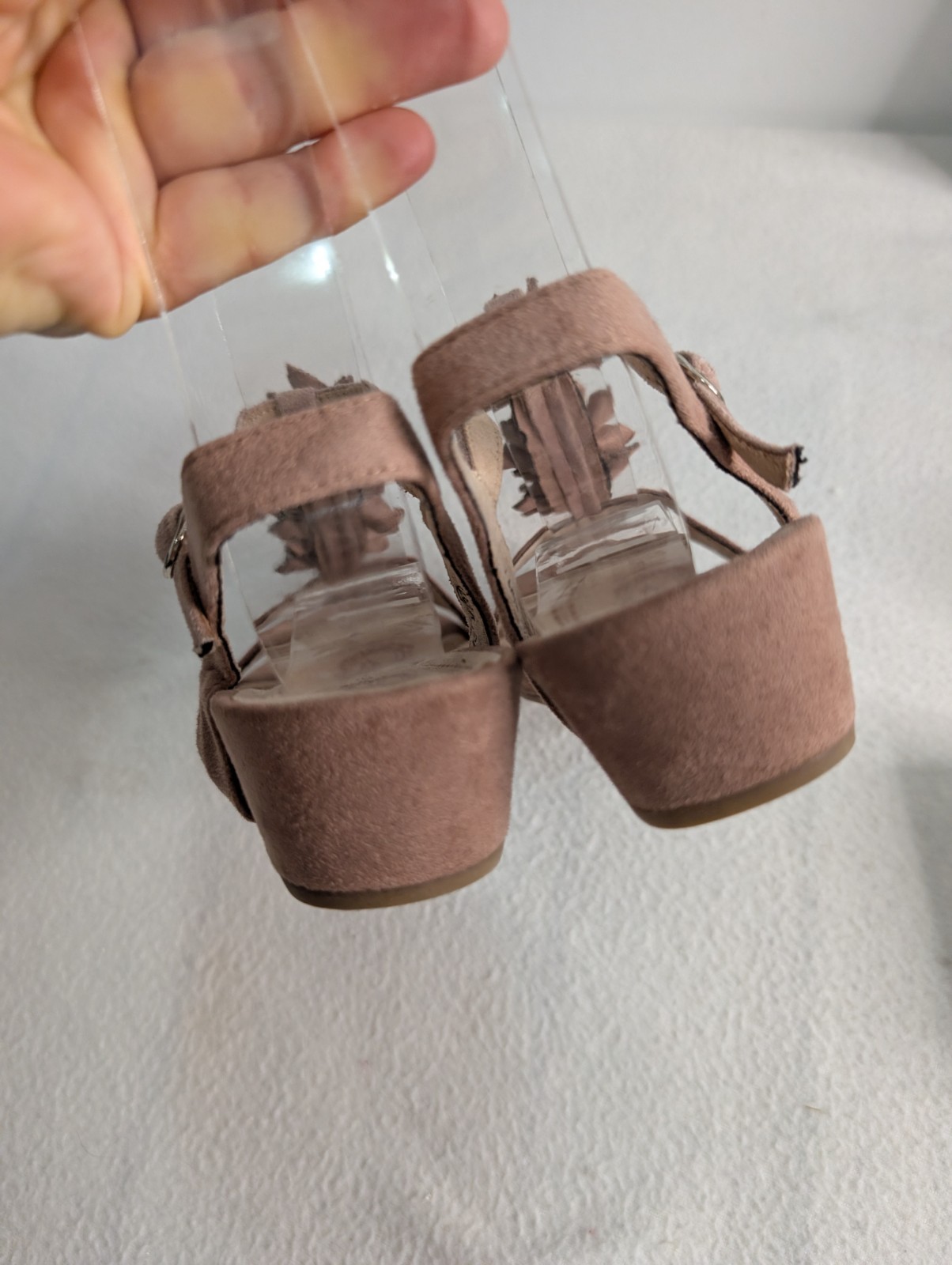 ​AMEISE Lachy Mauve Suede Wedge Sandals Floral Rhinestone Bling Size 37 AU6