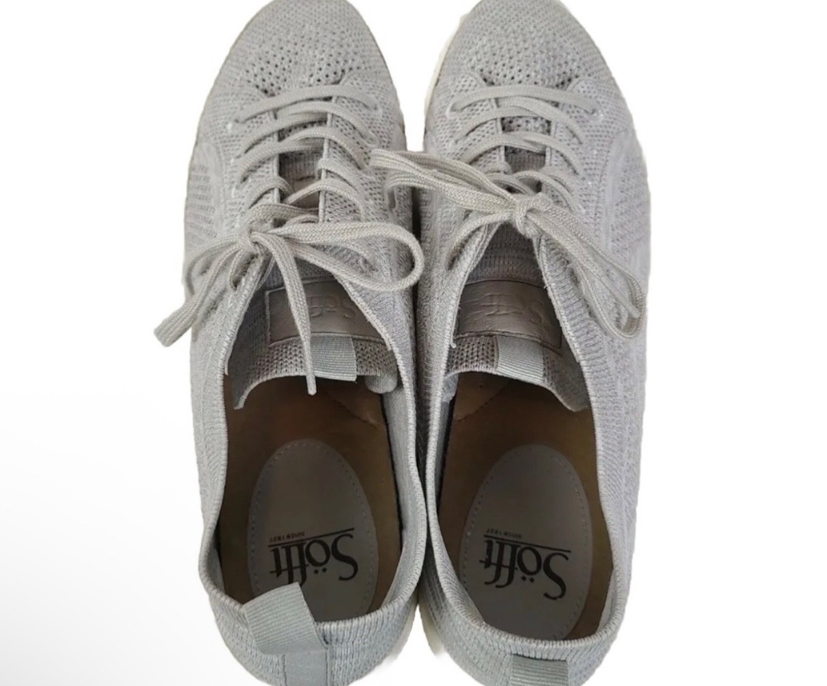 Sofft Womens Somers Knit Grey Lace Up Size 9 Breathable Comfort Sneakers