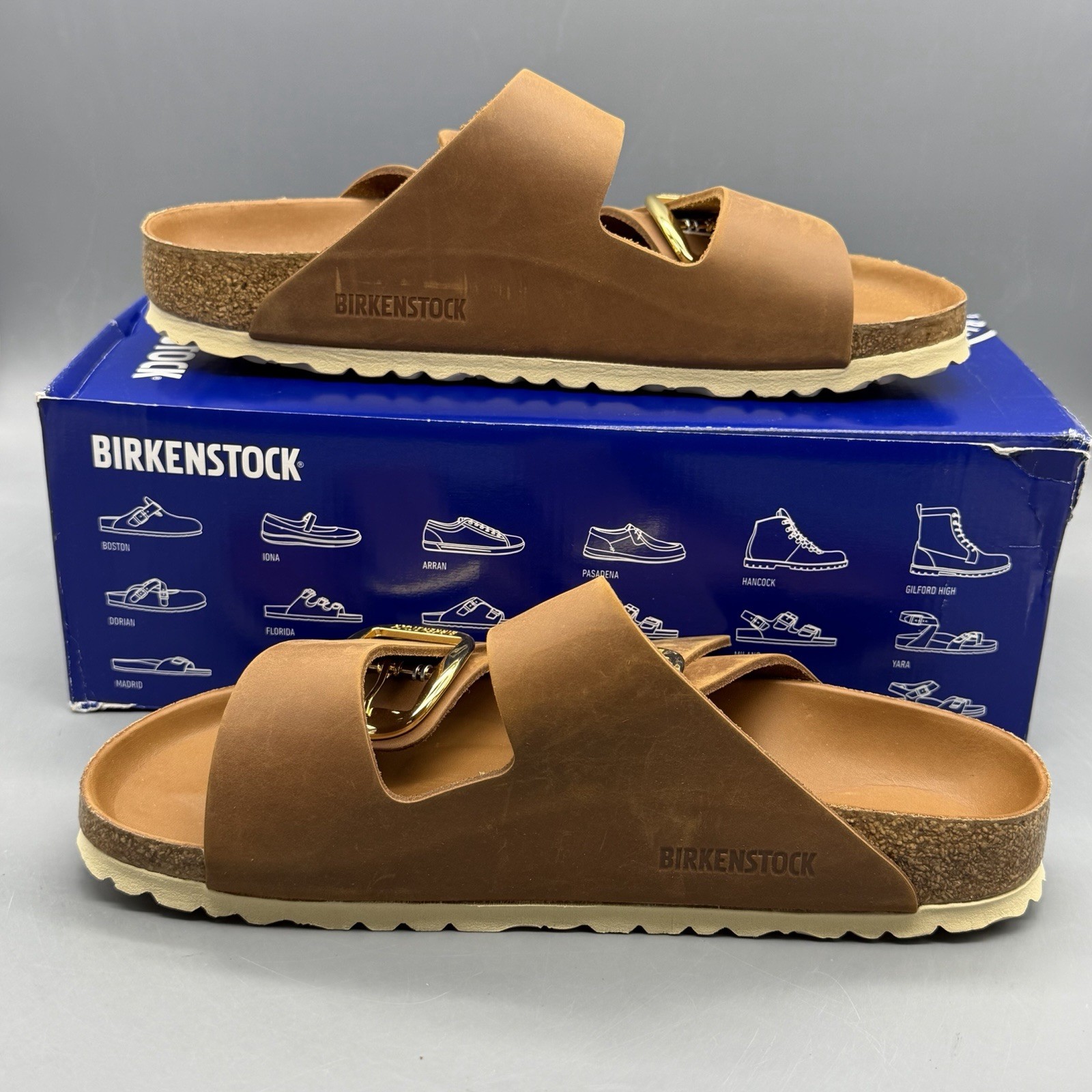 Birkenstock Arizona Big Buckle Women’s EU 39 US 8 Leather Sandal Cognac Narrow