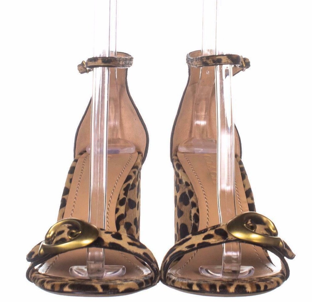 NWD Coach Natural Calf Hair Leopard Print Maya Sandal Signature Buckle 3.25″ H 7