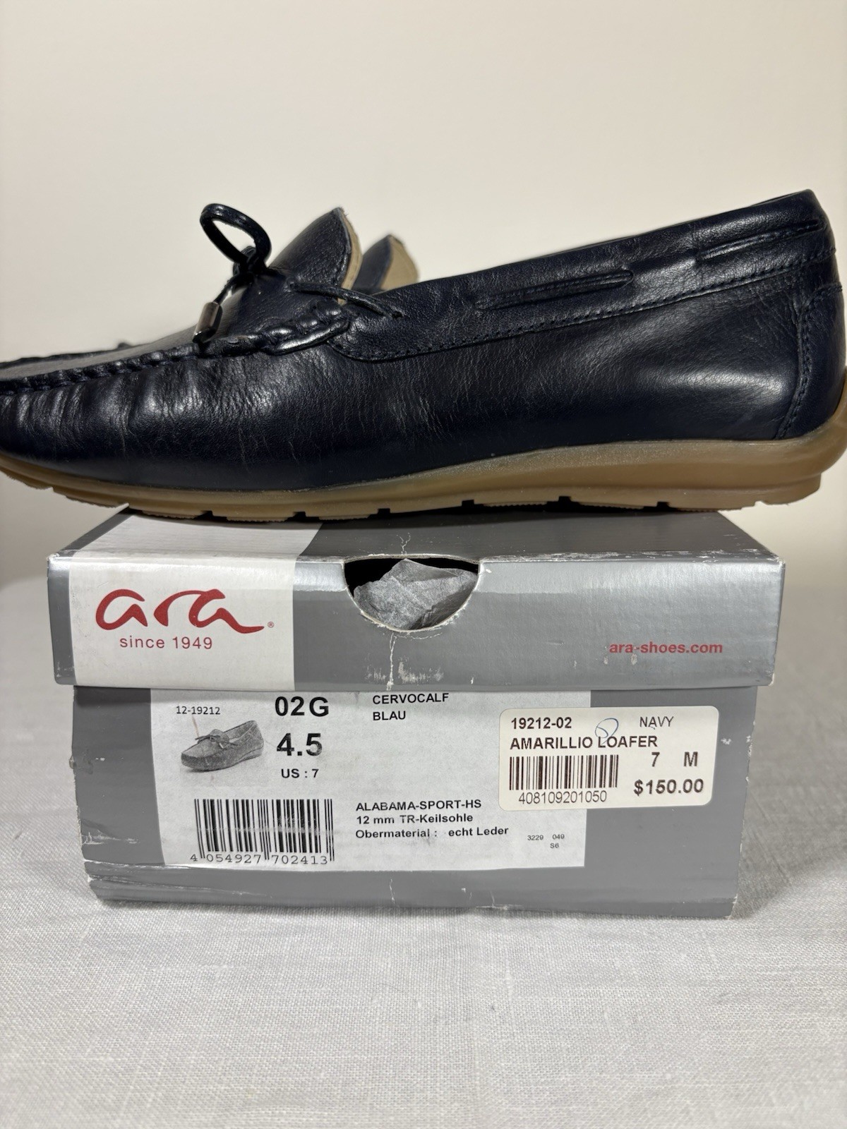 Ara Women’s Amarillo Driving Moccasin Leather Loafer, Navy Size 7 US