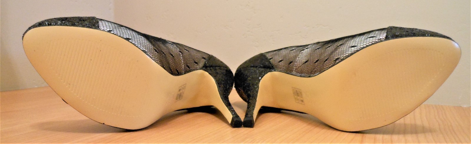 Lulu Townsend ‘Vivian’ Fishnet & Sparkle Stiletto Heel Toe Hidden Platform 7.5
