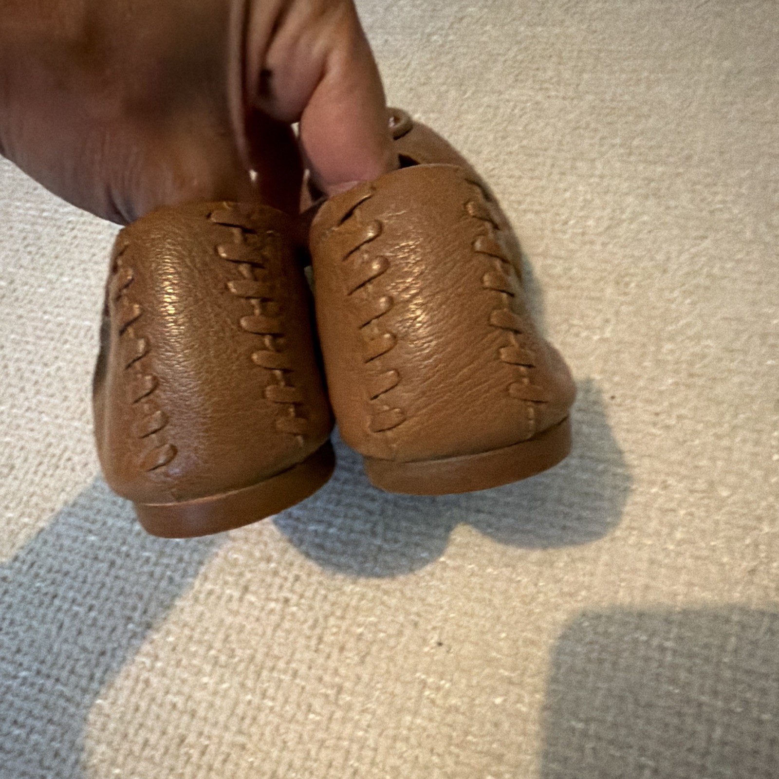 Tory Burch Leather Ballet Flats Brown/Gold Logo Round Toe Slip-On Women’s